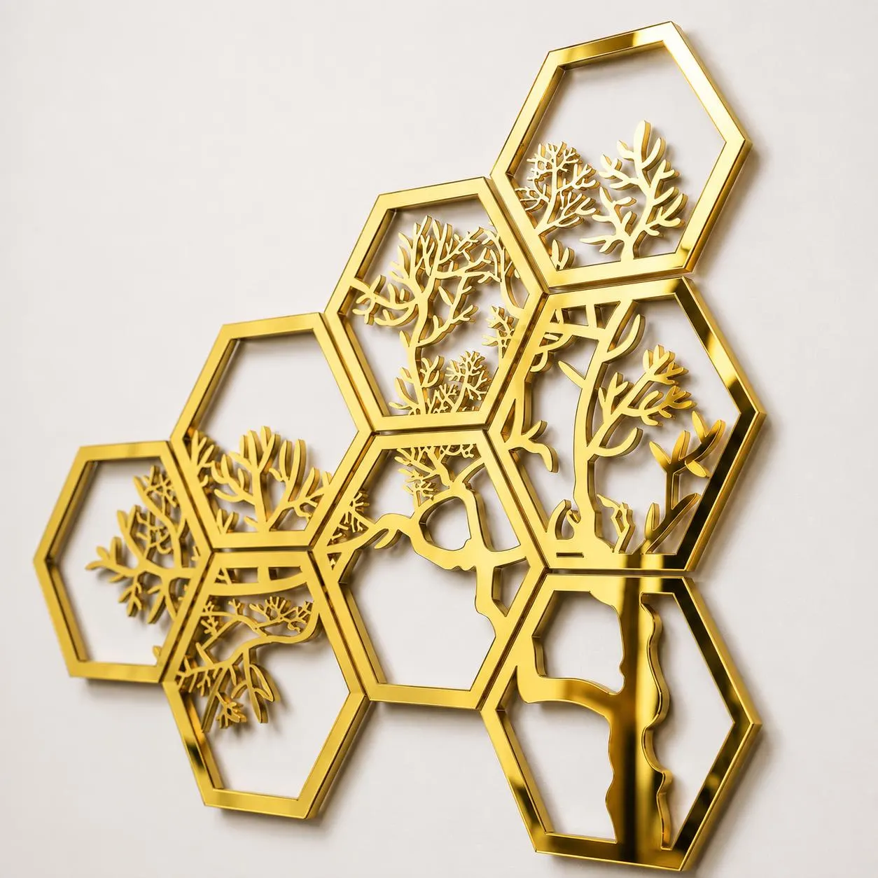 Geometric Tree Branch Wall Art: Modern Hexagon Acrylic Decor - image 5