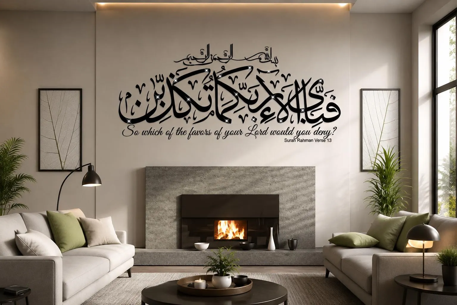 Surah Ar-Rahman Verse 13 Acrylic Wall Art – Arabic Calligraphy Islamic Décor (60x30cm)