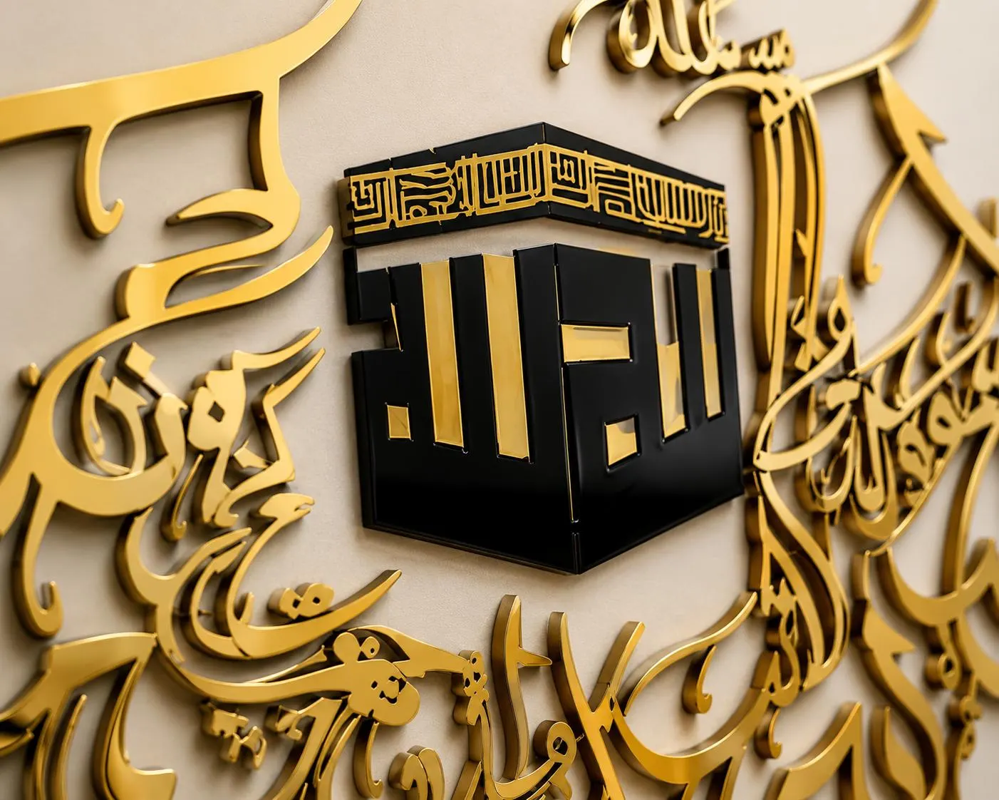 Kaaba Sharif Islamic Wall Art – Arabic Calligraphy Décor (Mirror Gold) - image 3