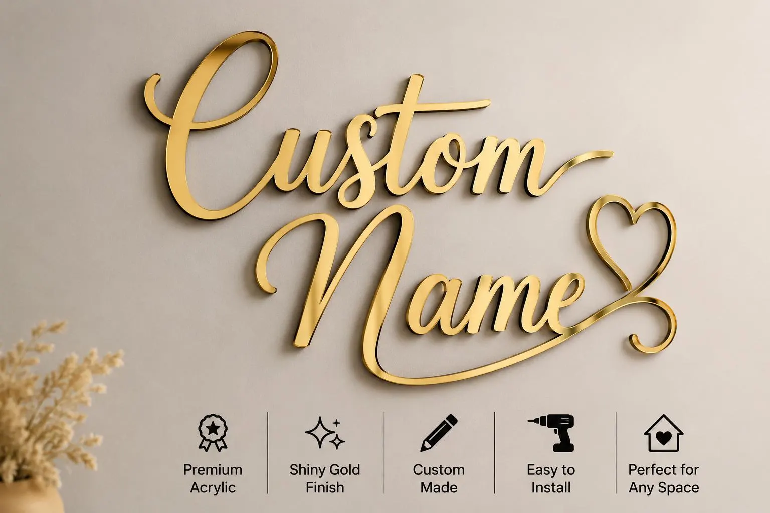 Custom Arabic Name Sign – Mirror Acrylic Wall Decor (Personalized) - image 4