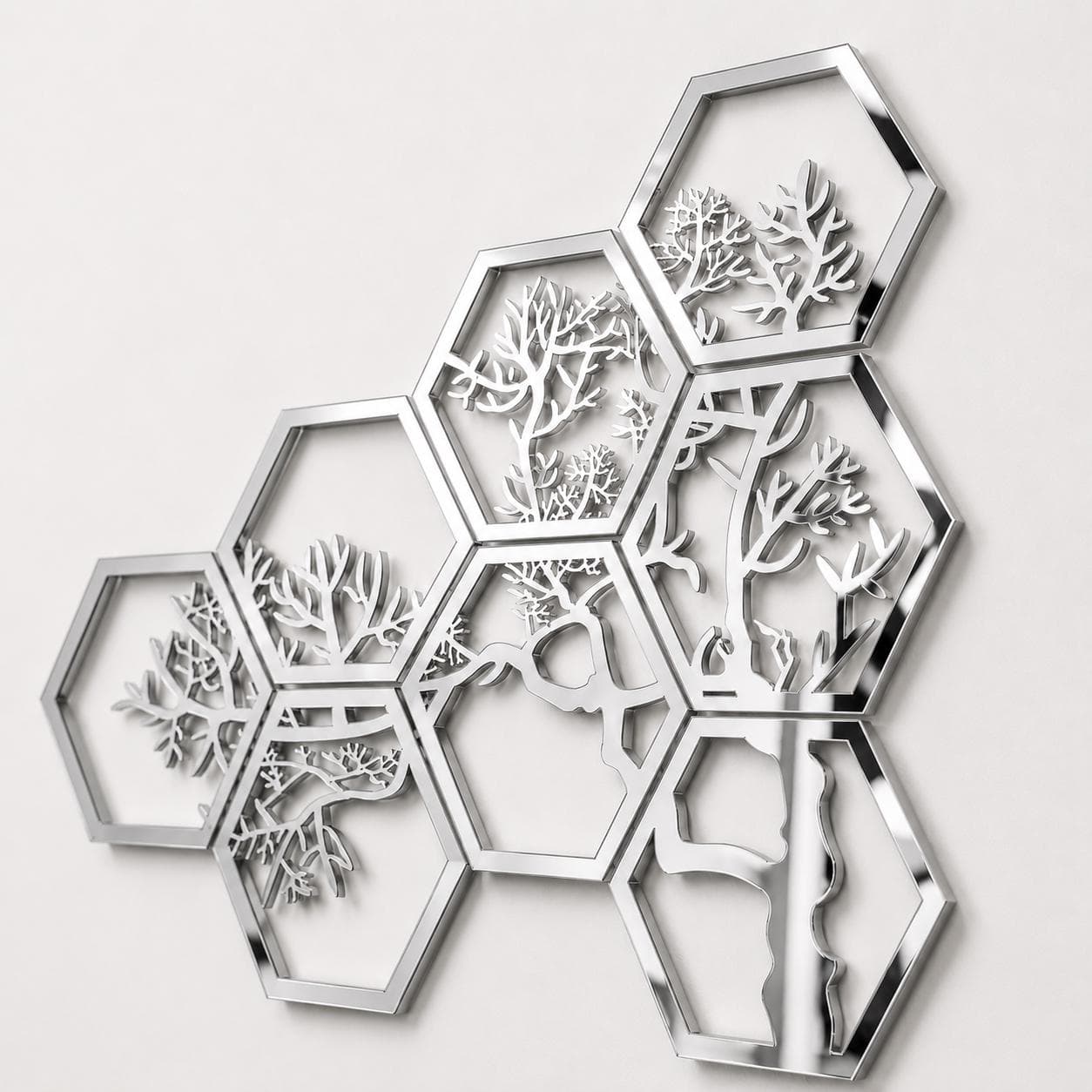 Geometric Tree Branch Wall Art: Modern Hexagon Acrylic Decor - image 3