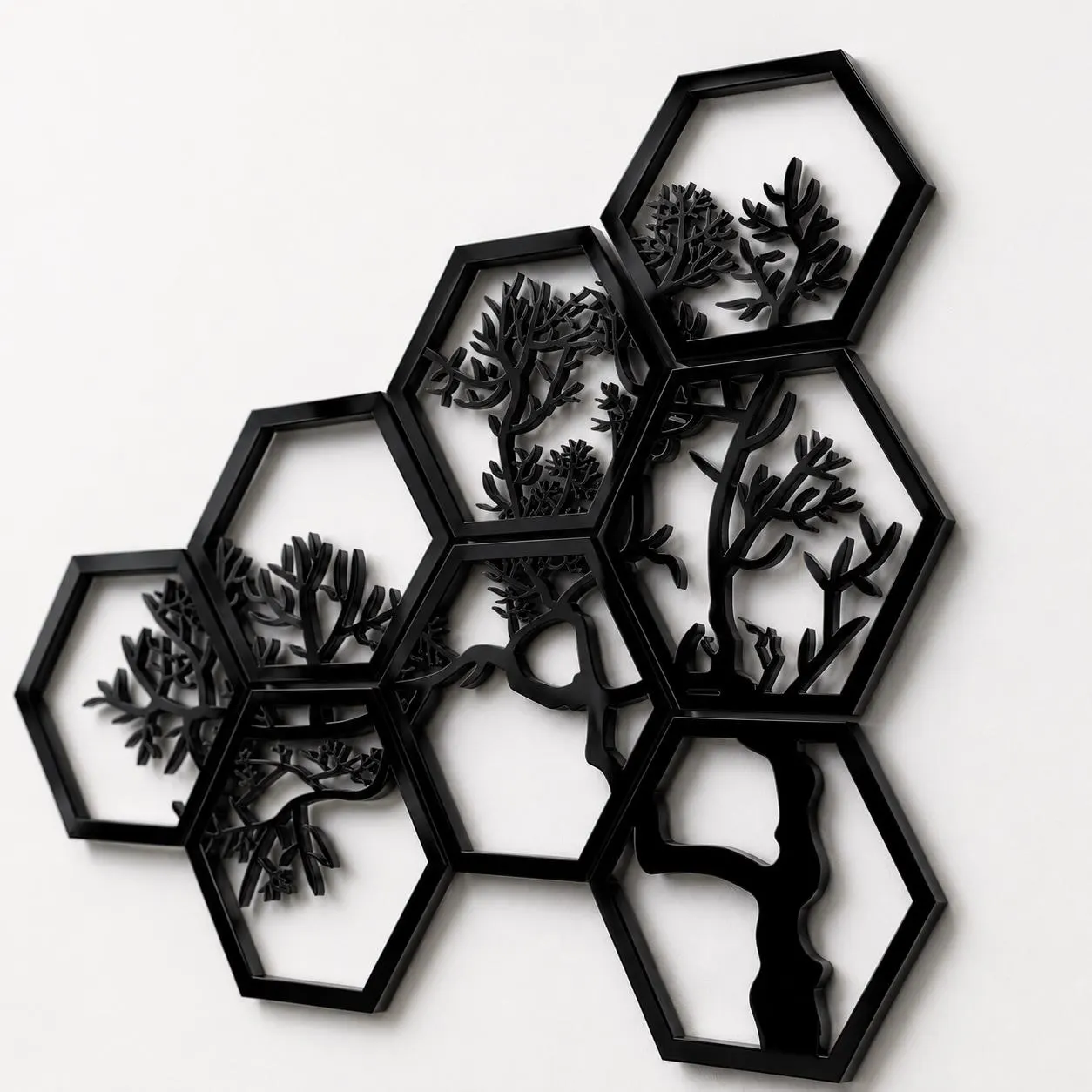 Geometric Tree Branch Wall Art: Modern Hexagon Acrylic Decor - image 4