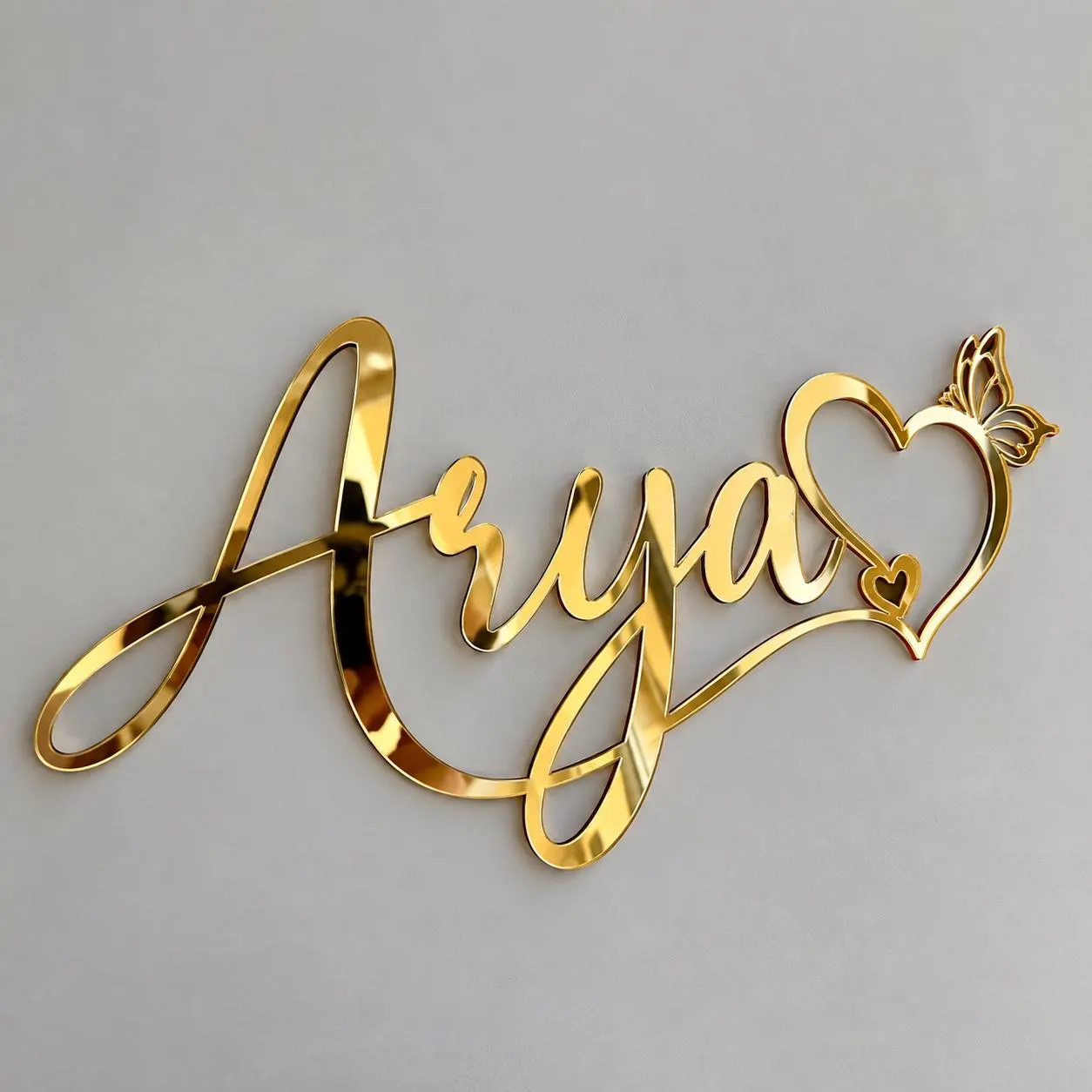 Custom Arabic Name Sign – Mirror Acrylic Wall Decor (Personalized)