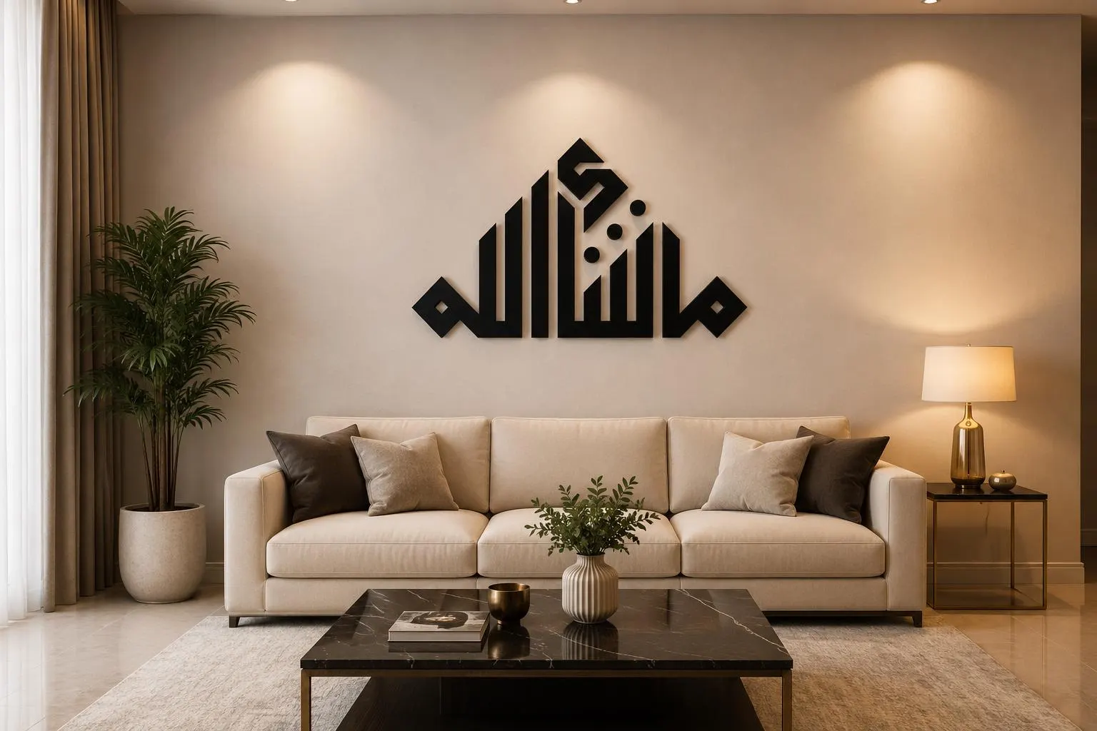 Mashallah Arabic Calligraphy Wall Art – Modern Islamic Décor (Acrylic)