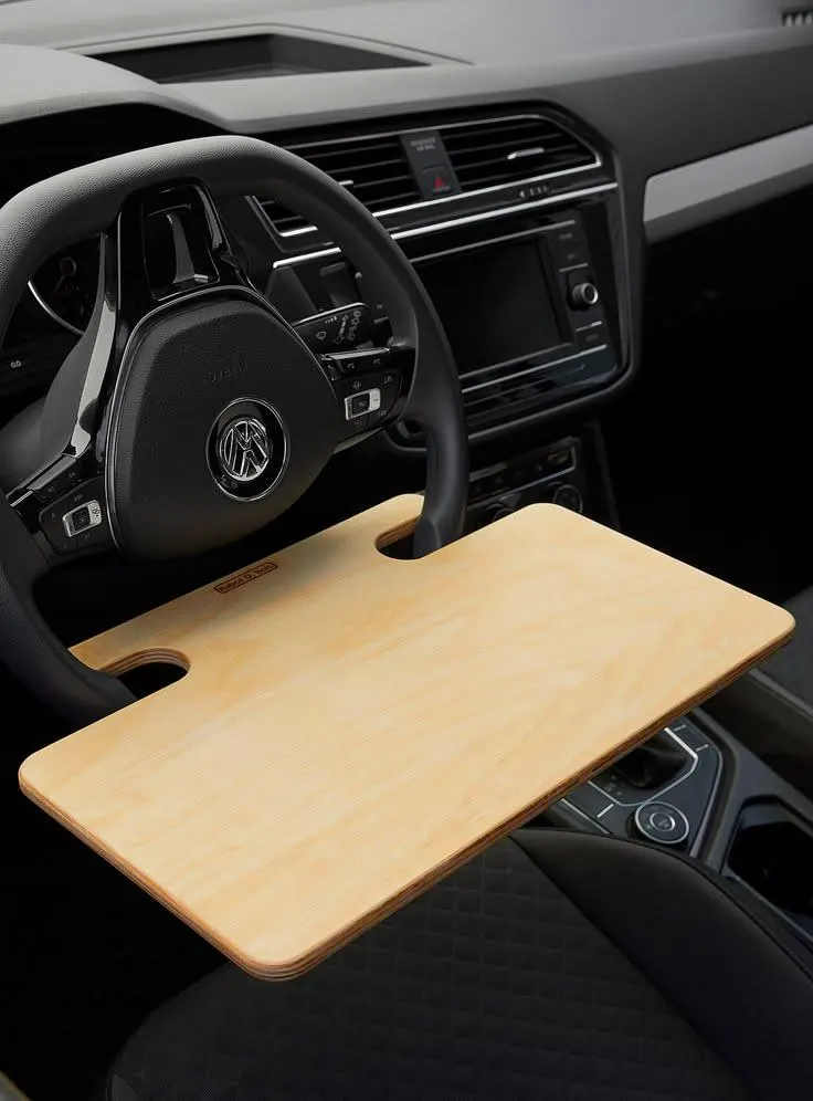 Wooden Steering Wheel Tray Table: Portable Car Desk for Work, Meals (Fits Most Vehicles) - image 3
