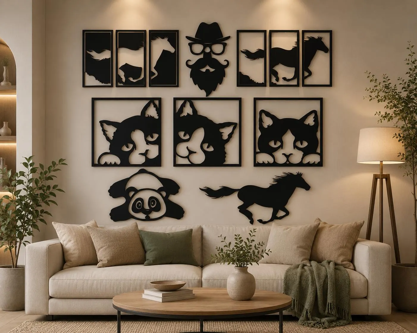 Premium Animal & Decorative Wall Art SVG Bundle | Horse Cat Panda Hipster | Laser Cut Files | CNC Plasma Cricut Glow forge | Metal Wall Art