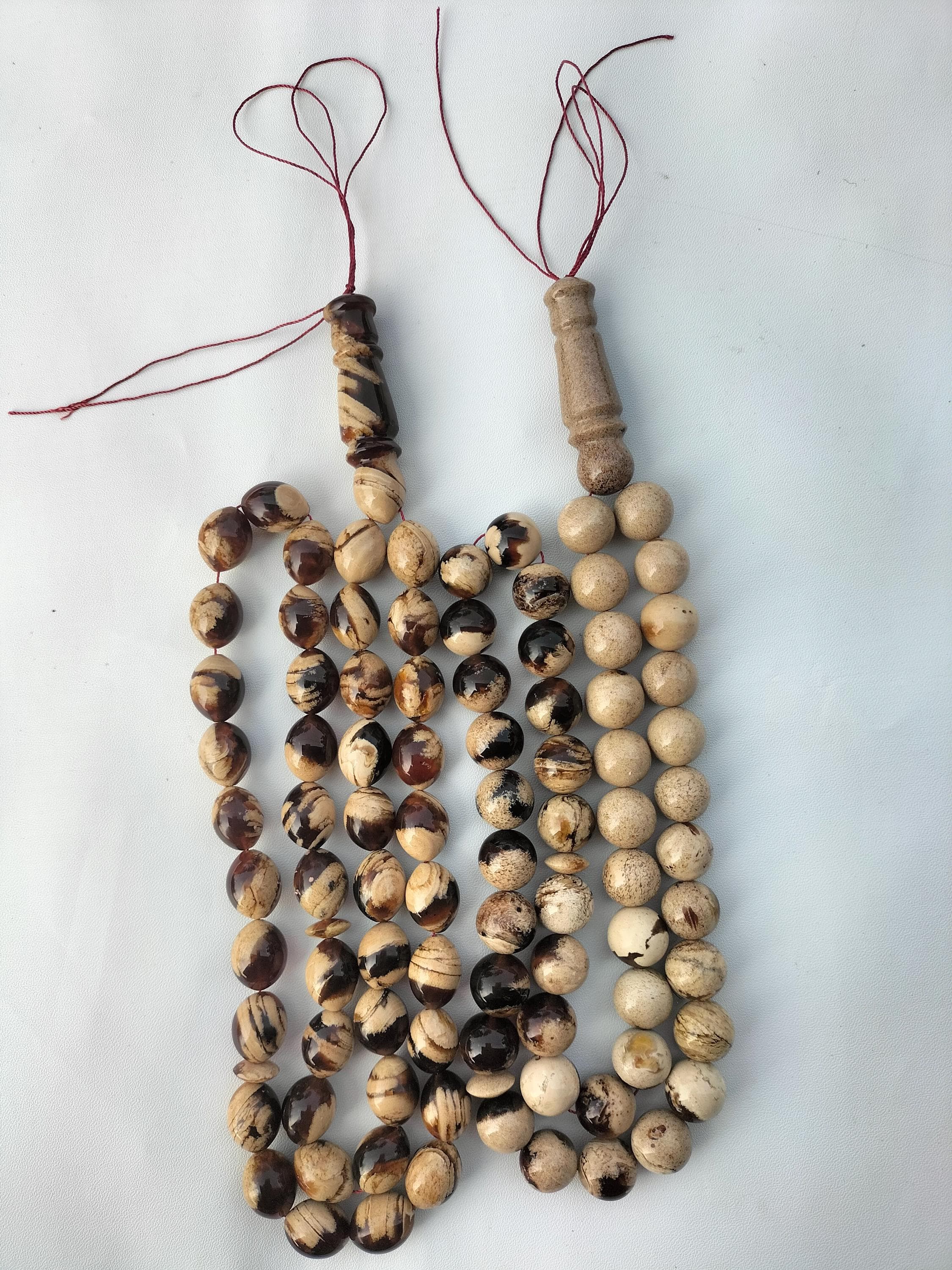 Natural Sumatra Amber Tasbih Prayer Beads, Set of 2, 45 Beads Misbaha