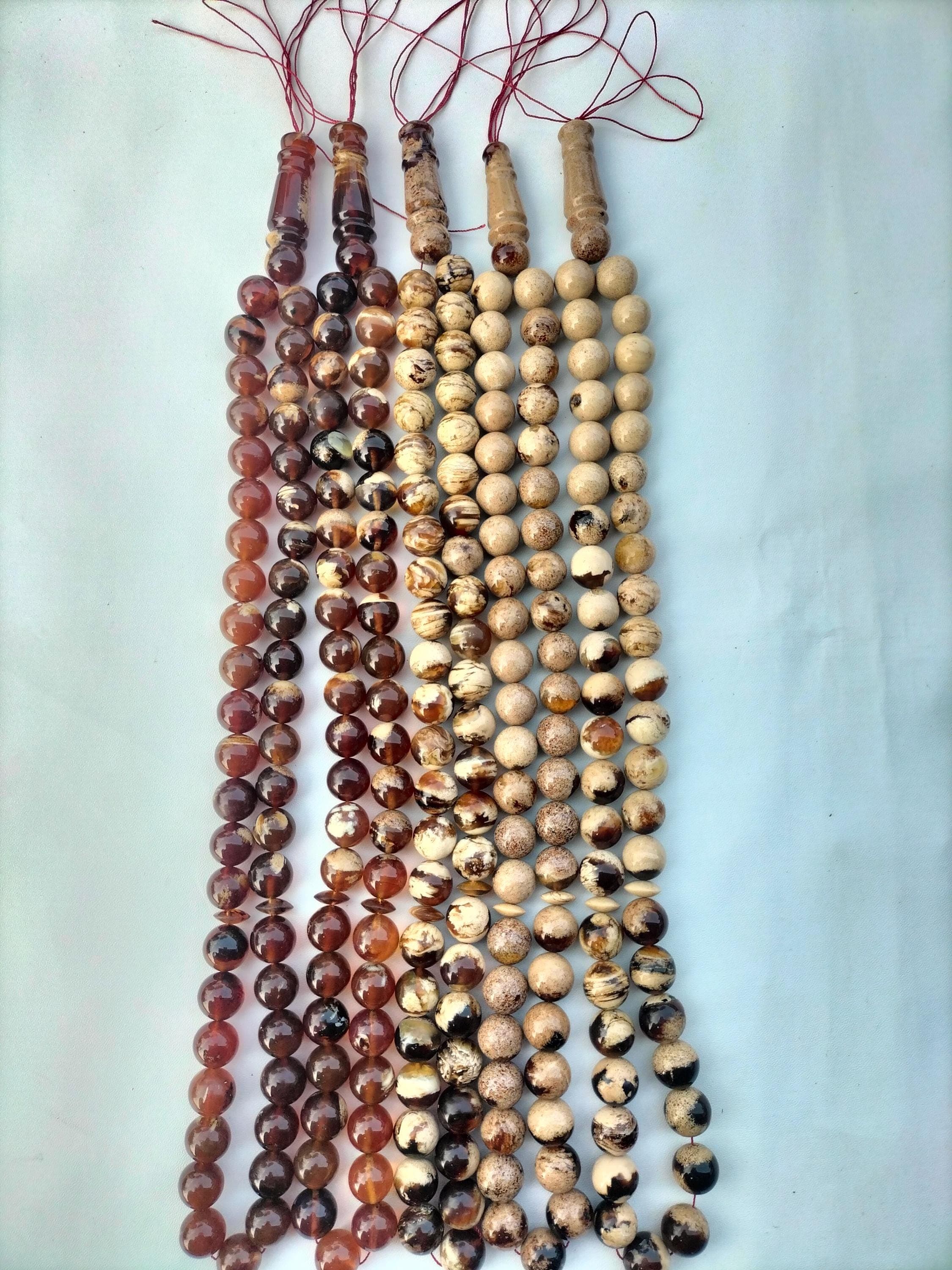 Natural Sumatra Amber Tasbih Prayer Beads, Round Misbaha, Islamic Rosary, Handmade Muslim Gift - image 3
