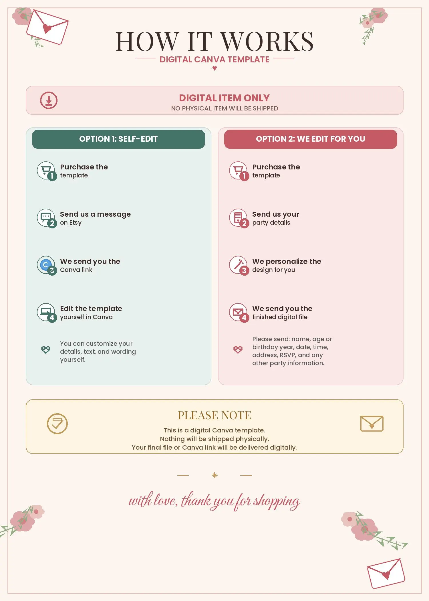 Ivory Gold Nikah Invitation Suite | Islamic Floral Canva Template (Digital Download) - image 3