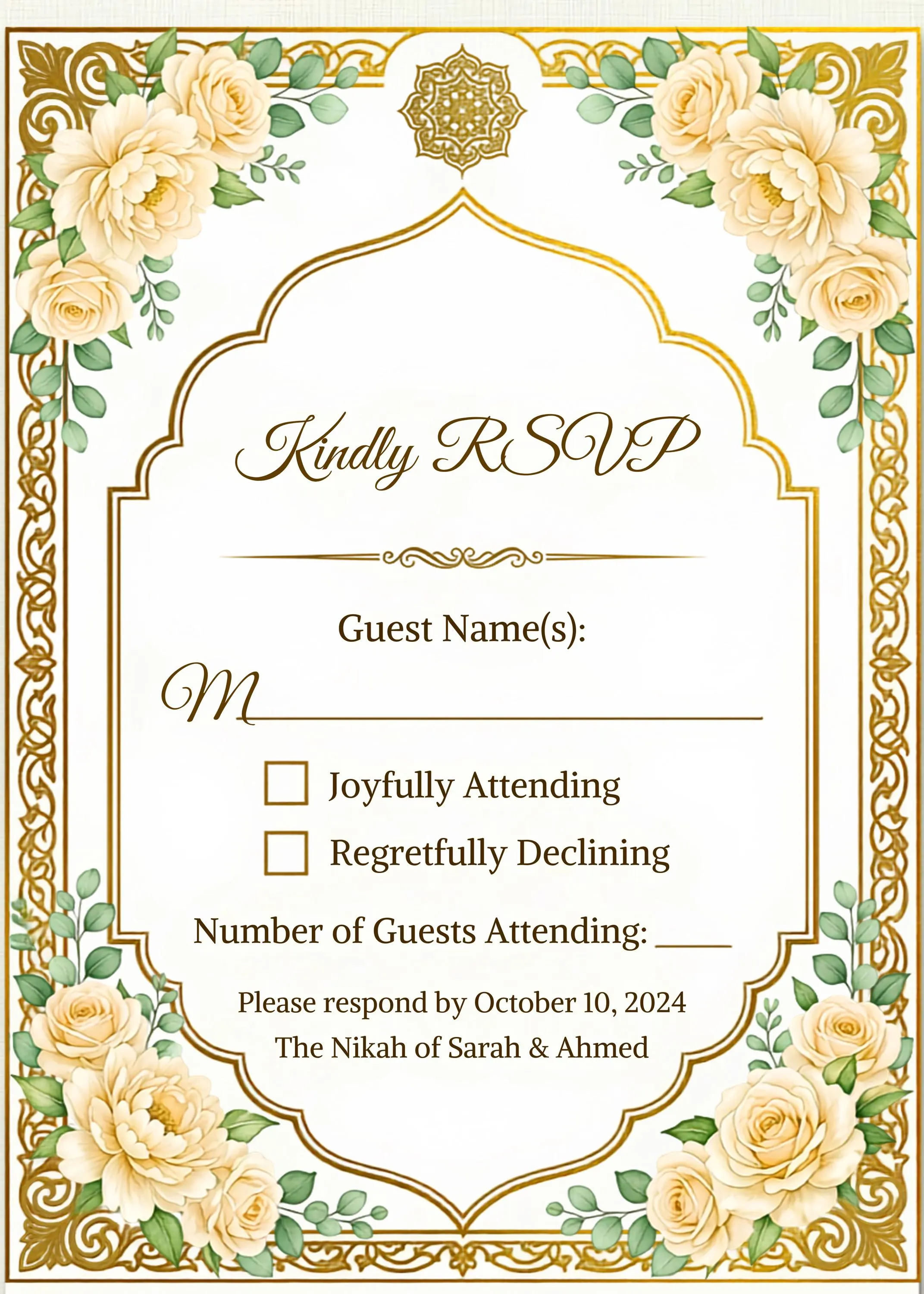 Ivory Gold Nikah Invitation Suite | Islamic Floral Canva Template (Digital Download) - image 5