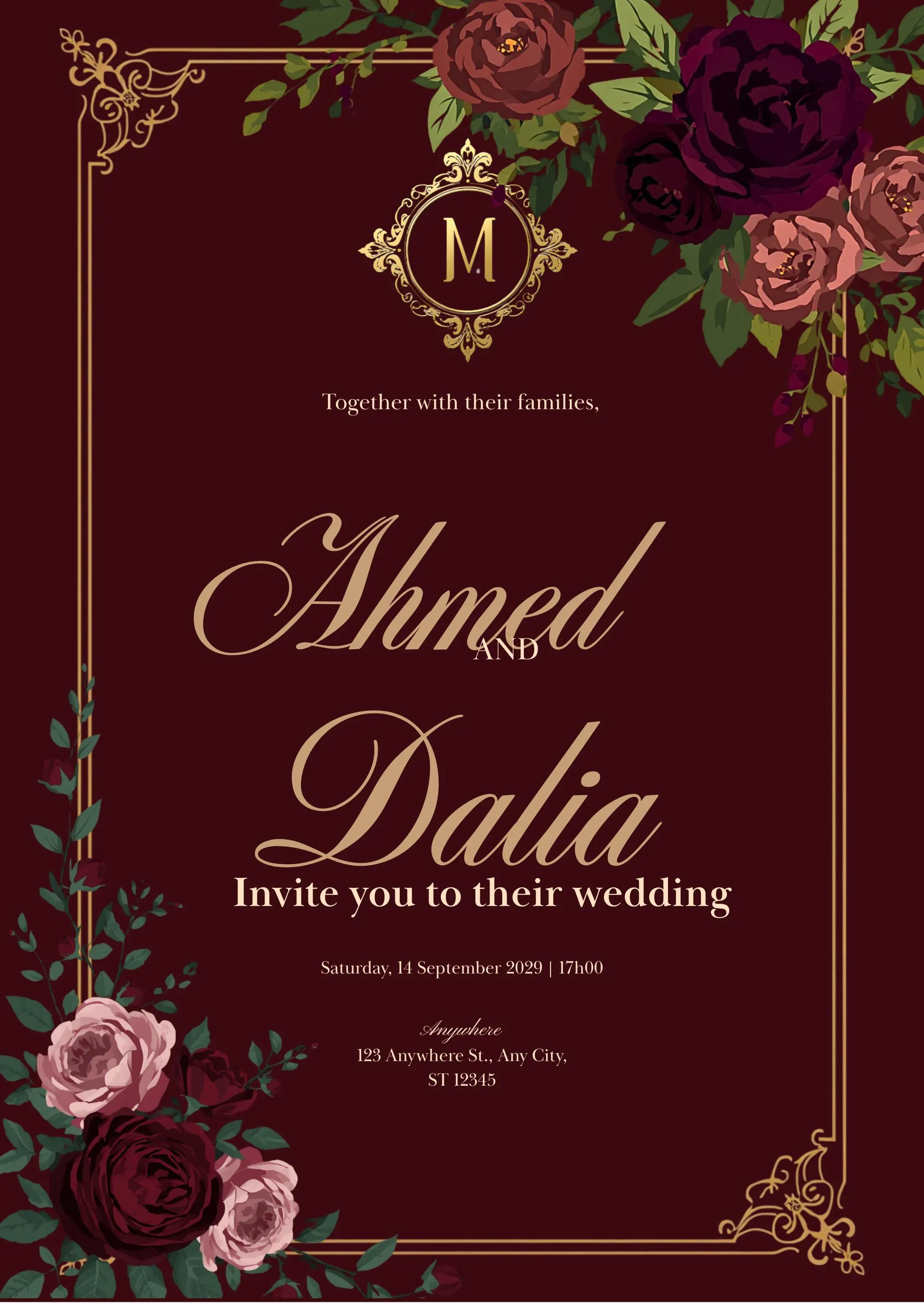 Dark Moody Wedding Invitation Suite | Gothic Floral Canva Template (Instant Download)