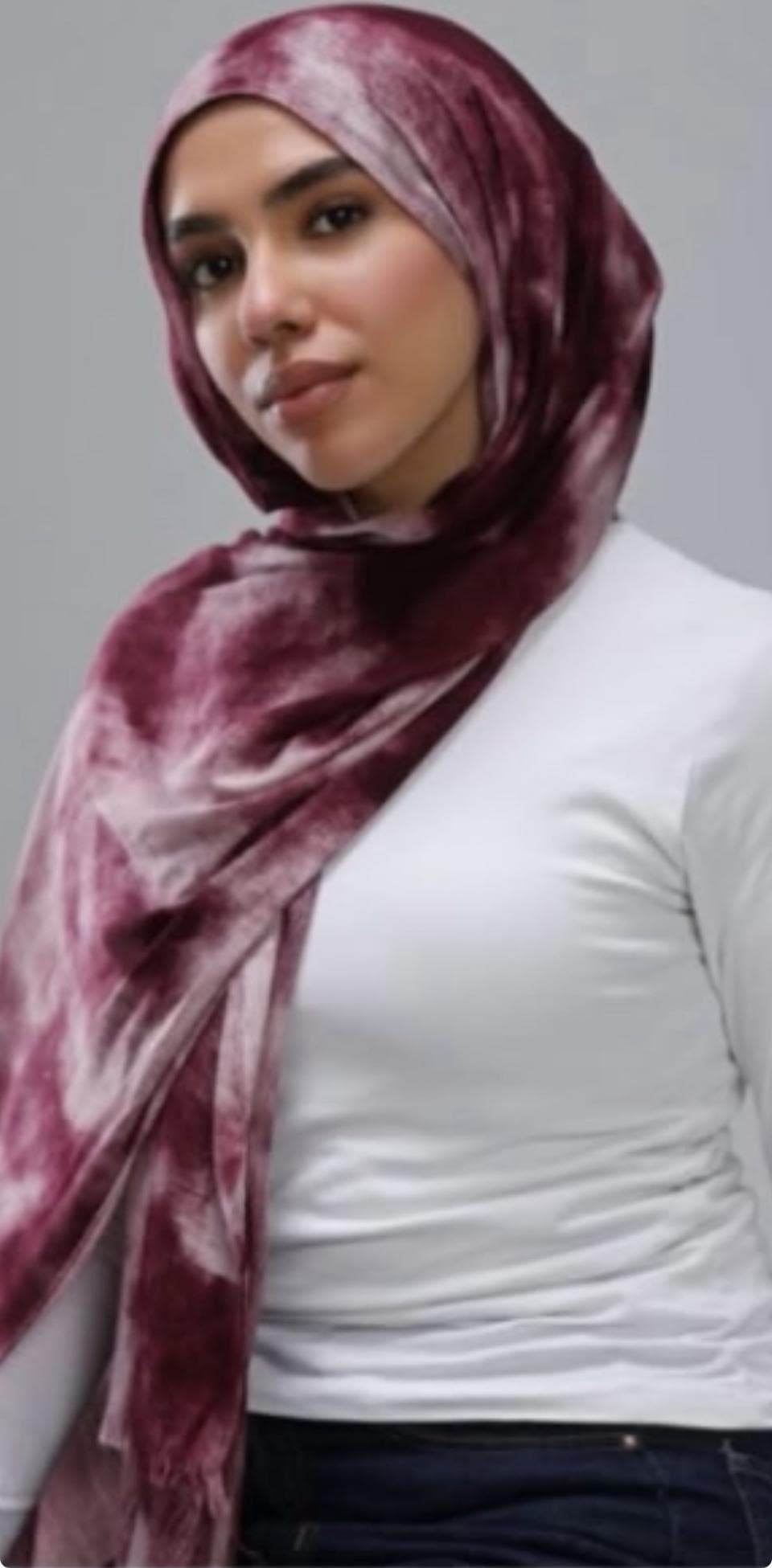 Burgundy Modal Hijab, Sponge Print, Lightweight Muslim Headscarf - image 3