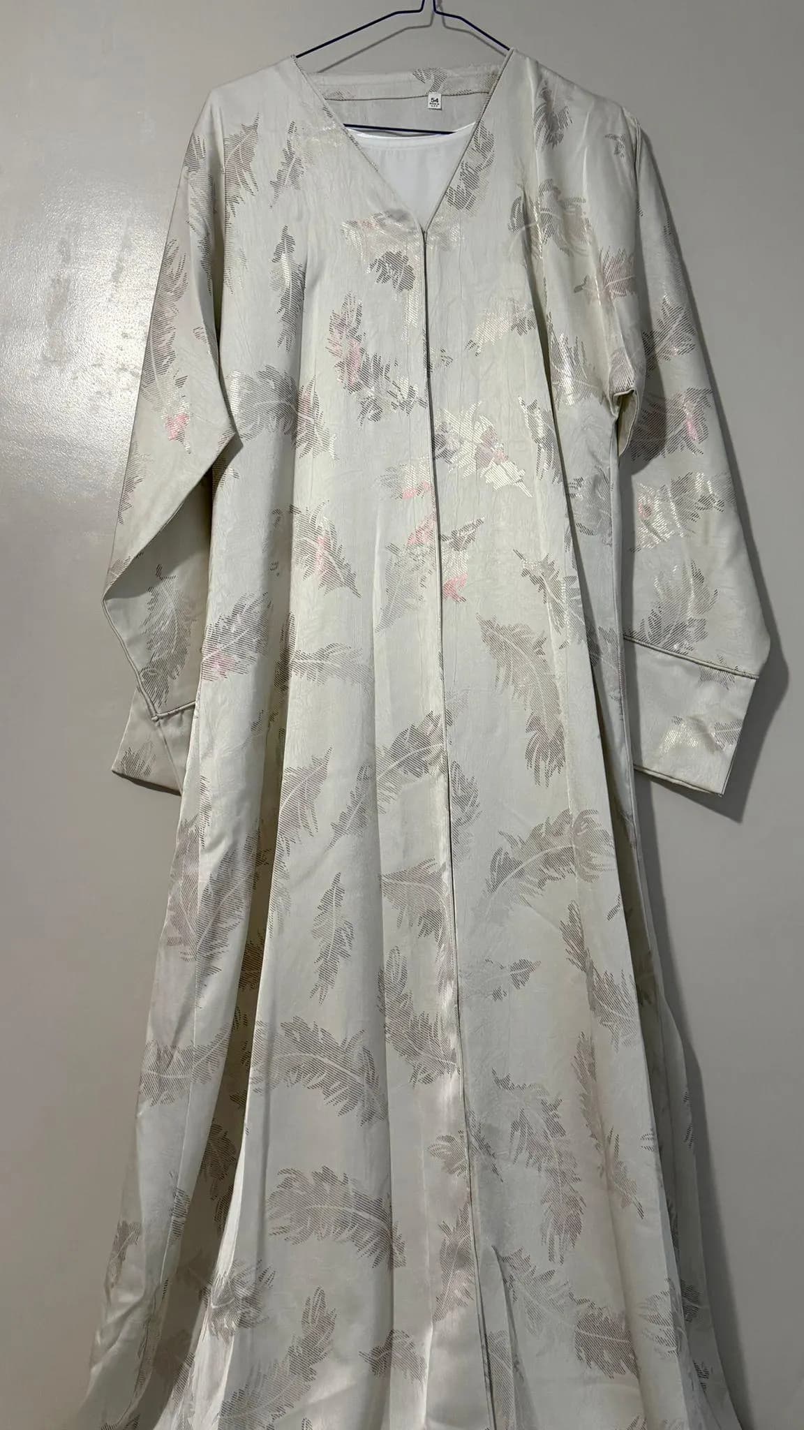 White Iridescent Shimmering Satin Abaya Size 52
