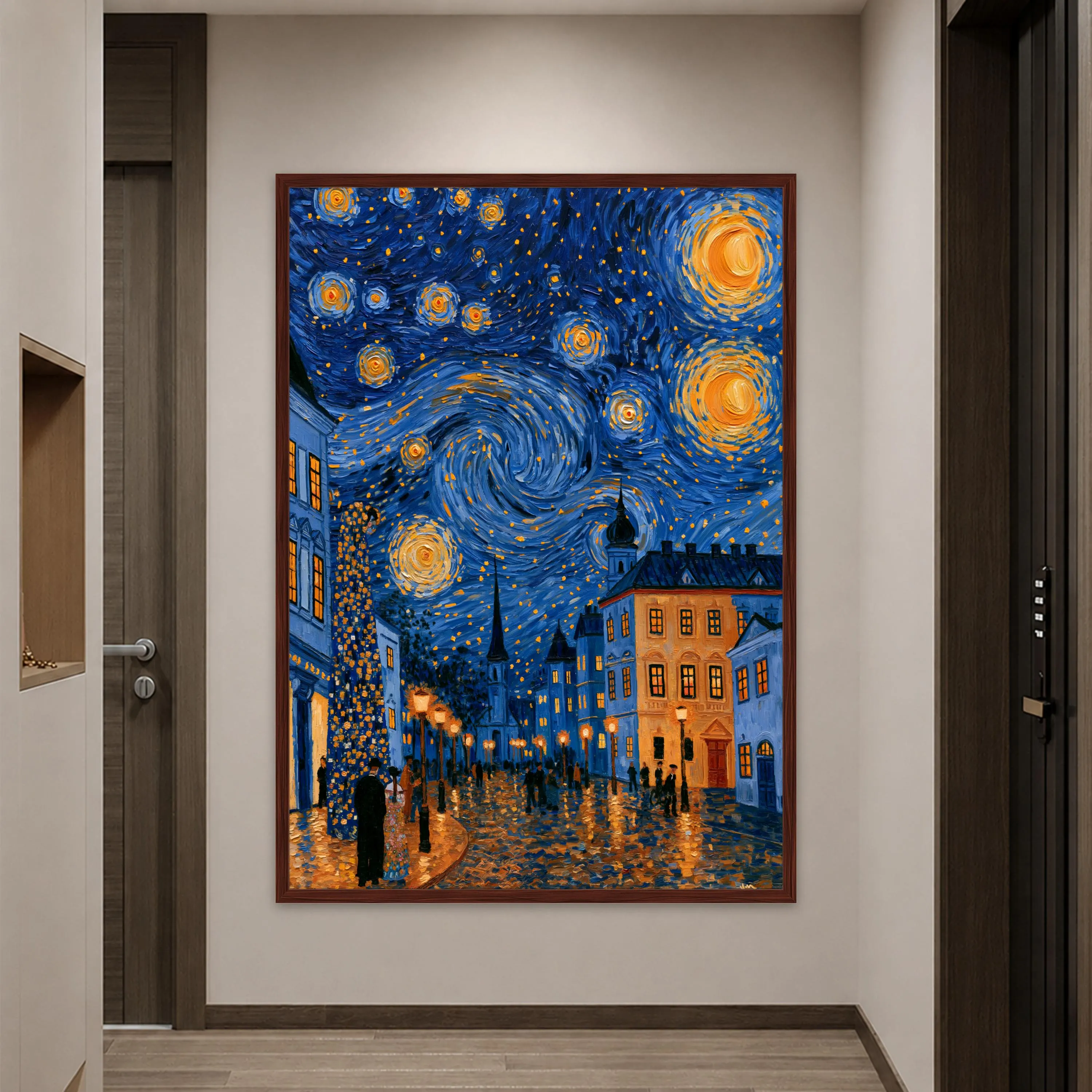 Vibrant Starry Night Canvas Print, Blue and Yellow Night Sky Wall Art, Perfect for Living Room or Bedroom Decor, starry night art - image 5
