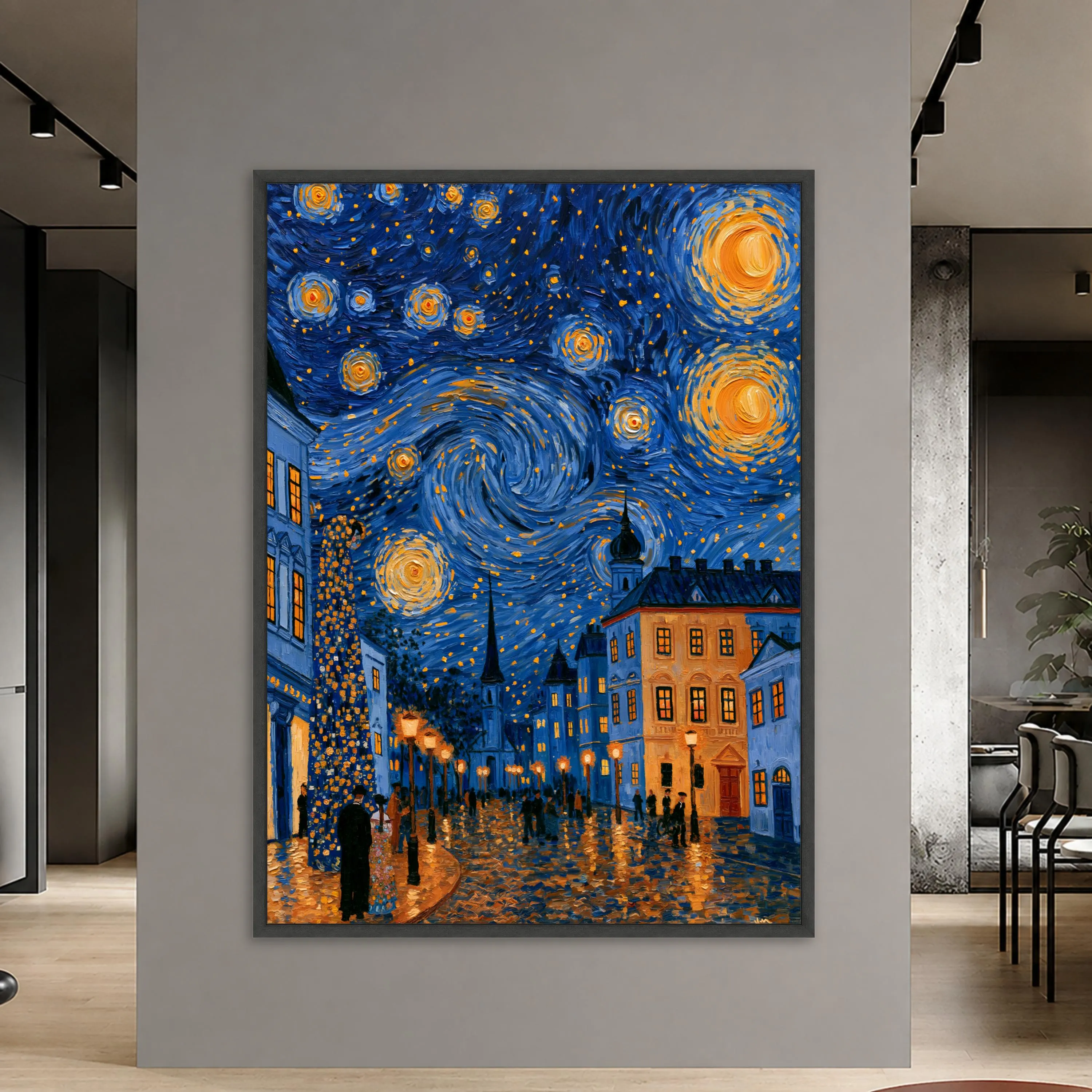 Vibrant Starry Night Canvas Print, Blue and Yellow Night Sky Wall Art, Perfect for Living Room or Bedroom Decor, starry night art - image 3