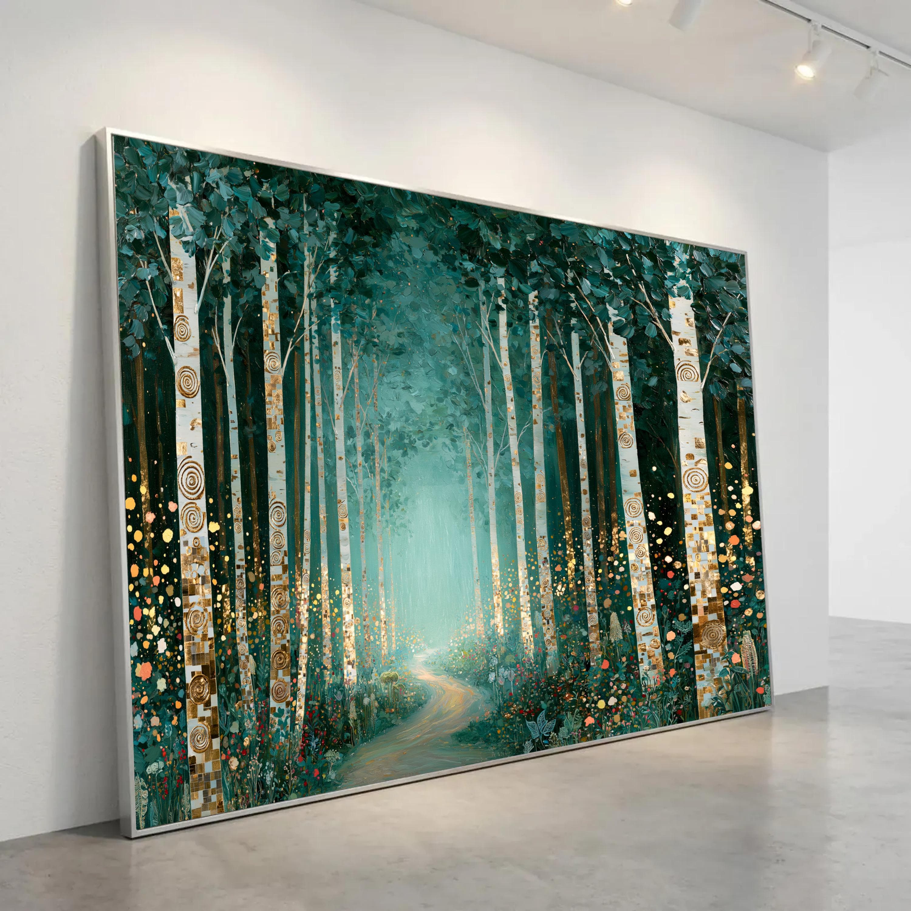 Mystical Birch Trees Canvas Print, Enchanting Forest Wall Art, Nature Landscape Decor for Living Room or Bedroom, birch trees art - image 3