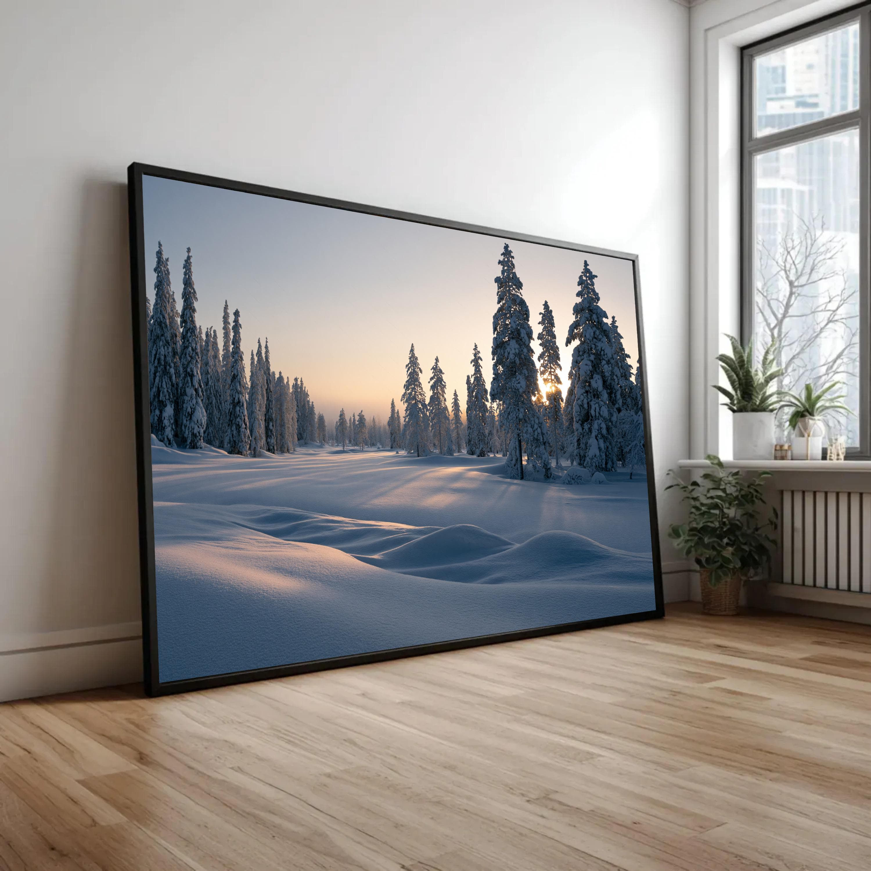 Serene Winter Landscape Canvas Print, Snowy Forest Scene Wall Art for Cozy Home Decor, Tranquil Nature Vibes for Any Room - image 3