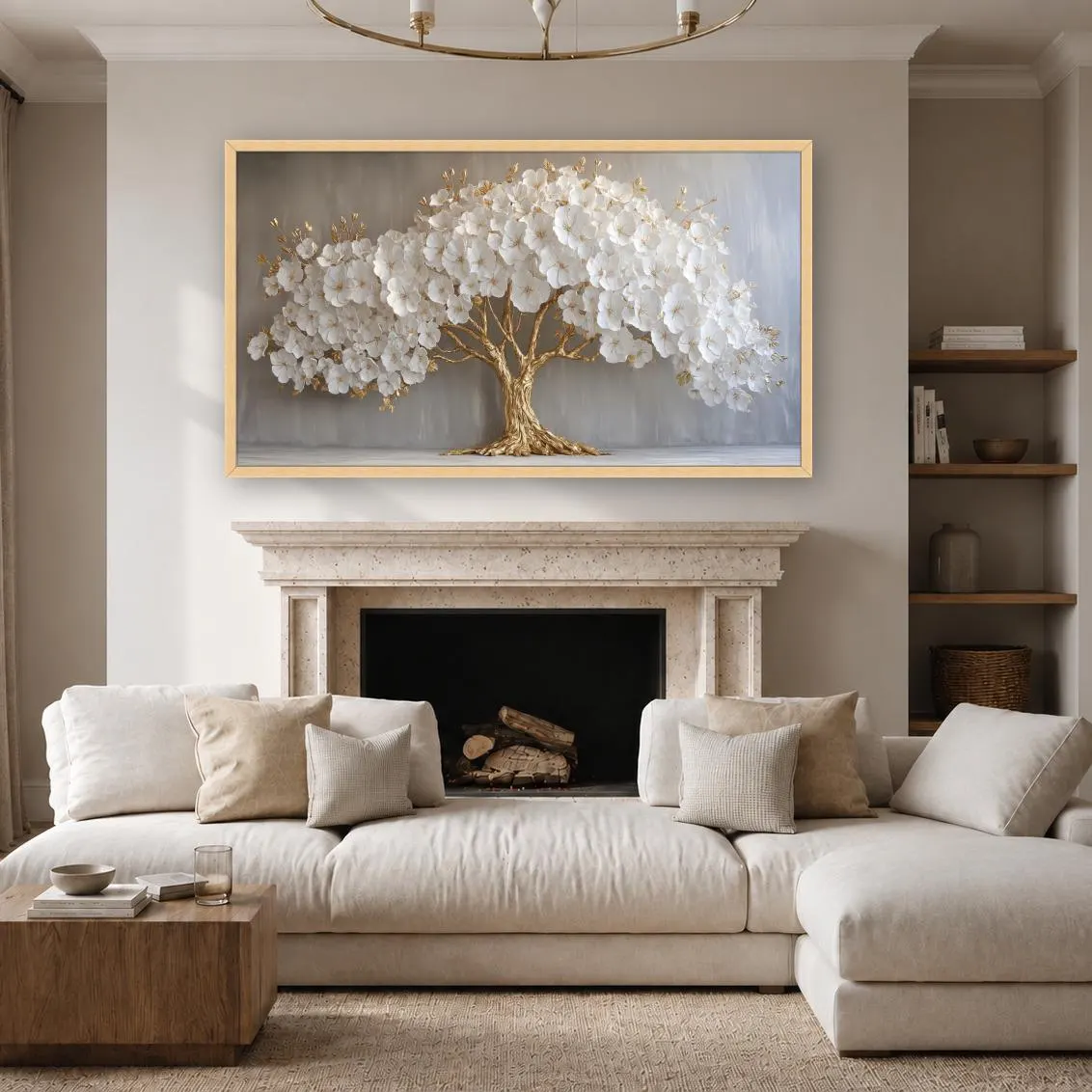 White Blossom Tree Canvas Art, Luxe Botanical Floral Wall Decor - image 4