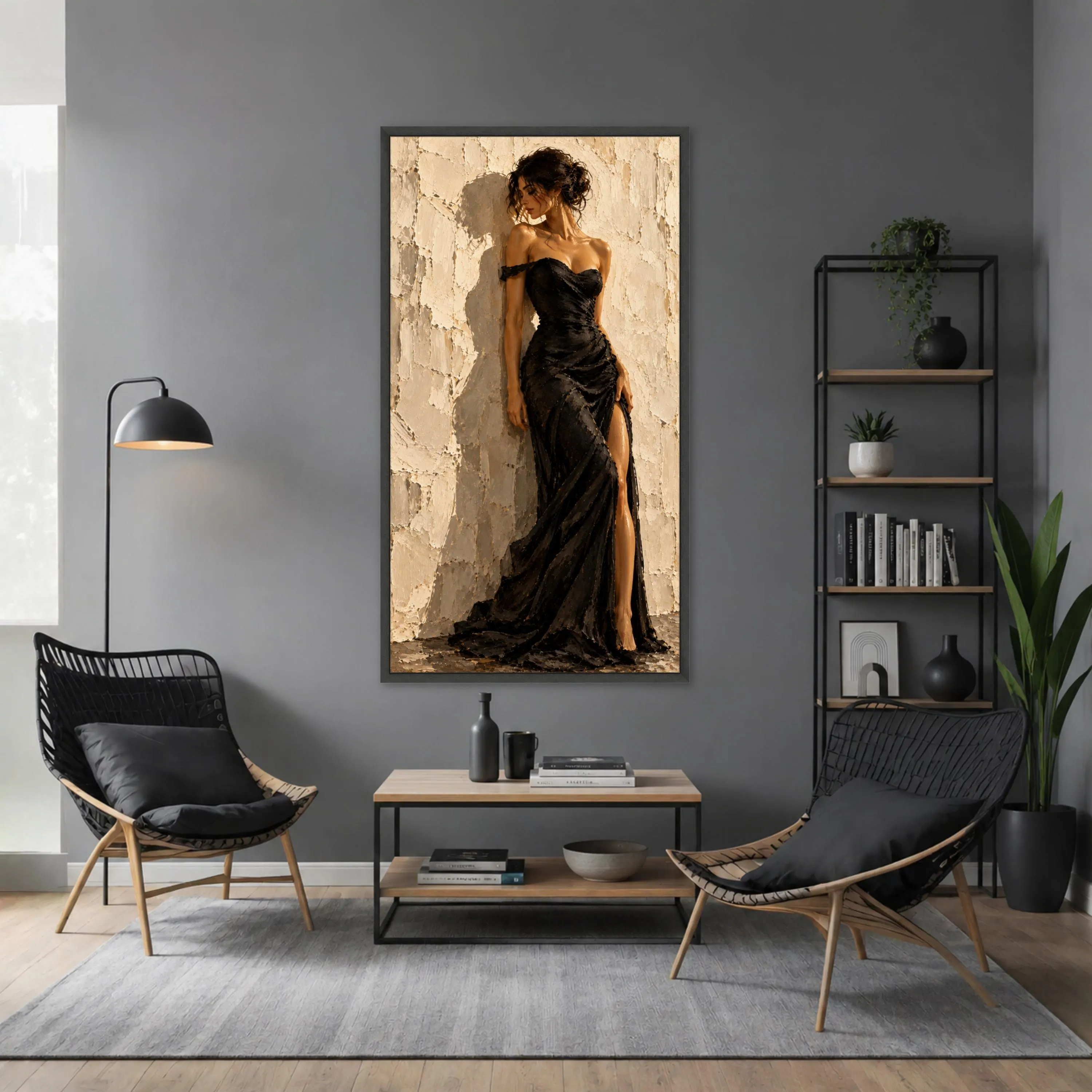 Elegant Black Dress Canvas Print, Chic Wall Art for Modern Decor, Fashion Illustration for Stylish Home and Bedroom, black dress art - image 4