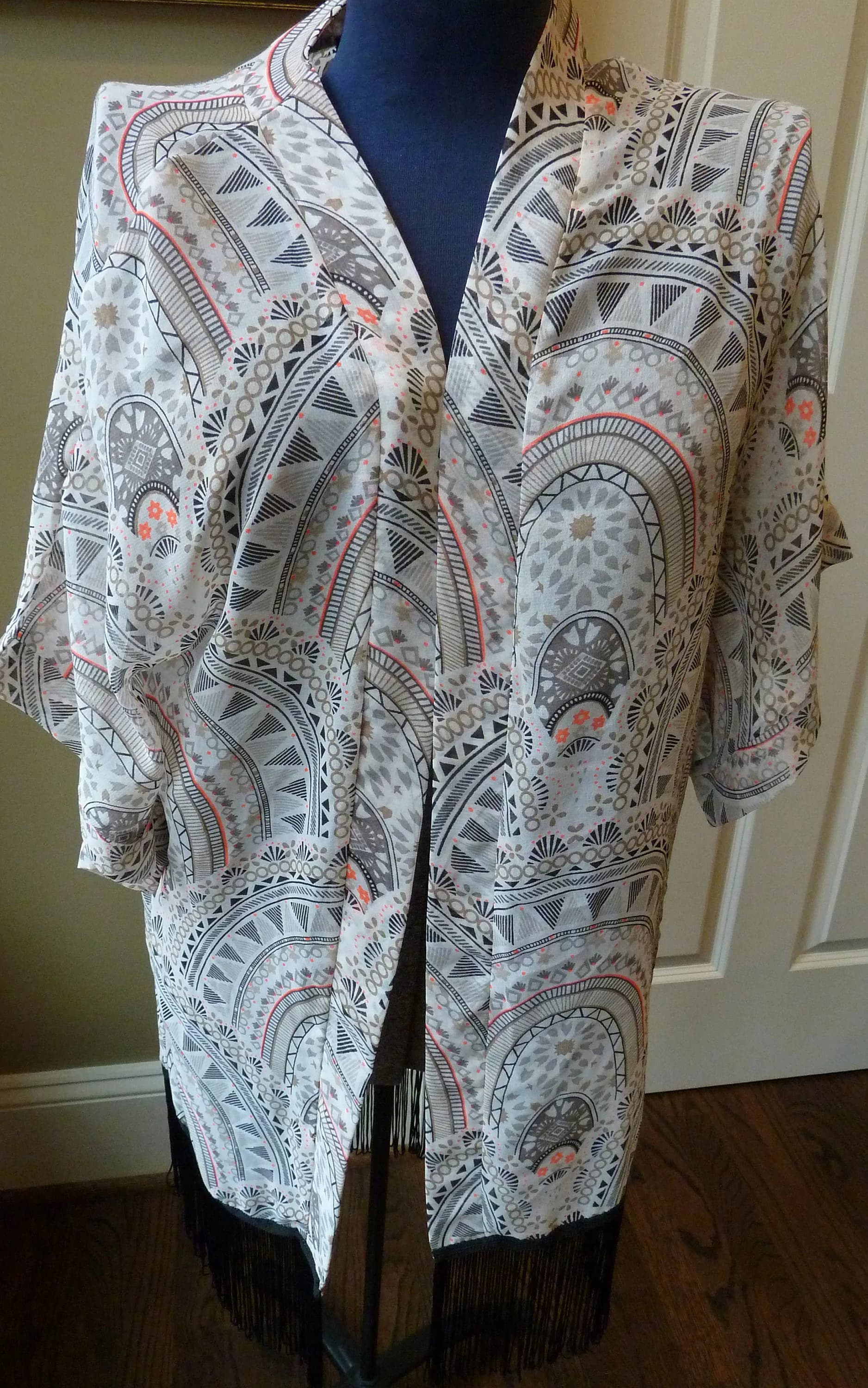 vintage sheer paisley cover  up with fringe one size  Steve Madden - image 3