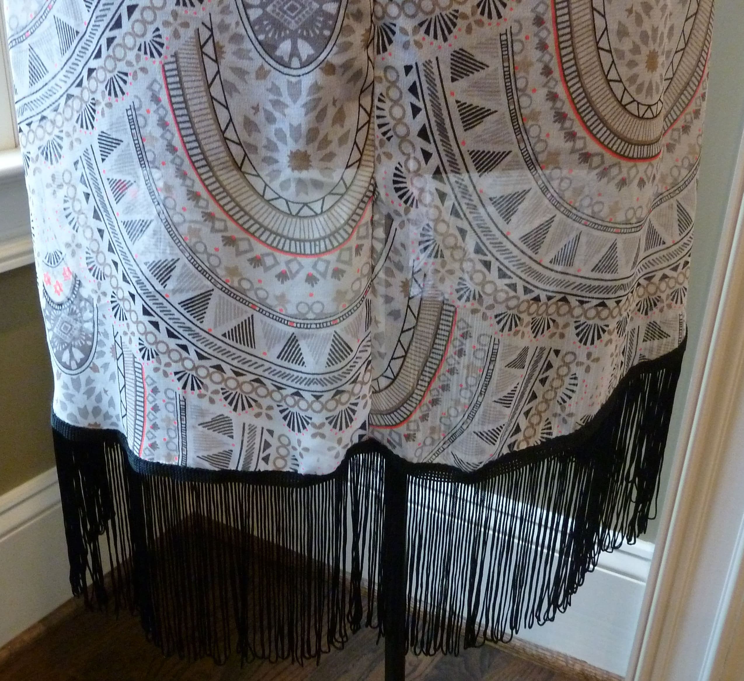 vintage sheer paisley cover  up with fringe one size  Steve Madden - image 5