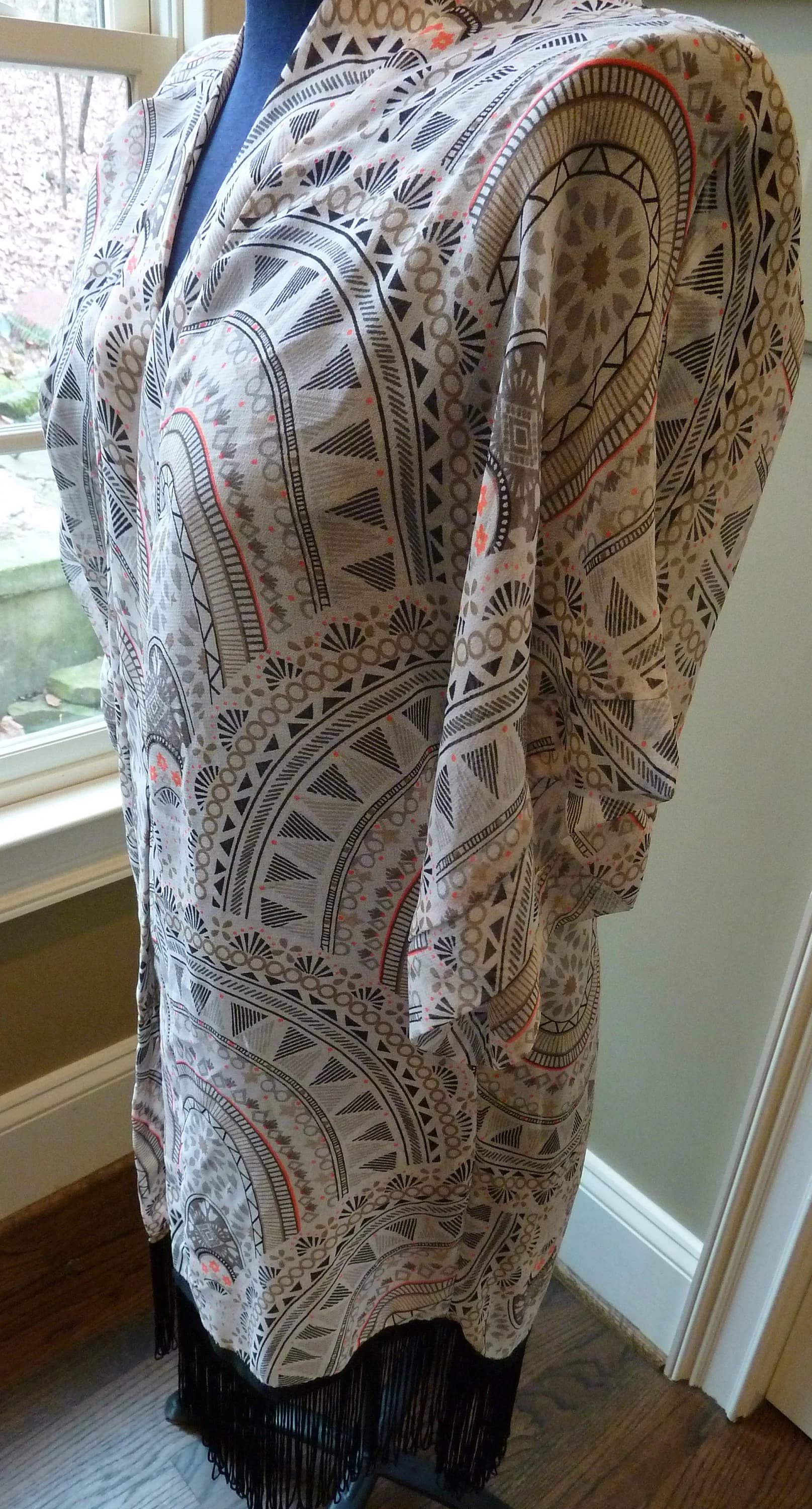 vintage sheer paisley cover  up with fringe one size  Steve Madden - image 4