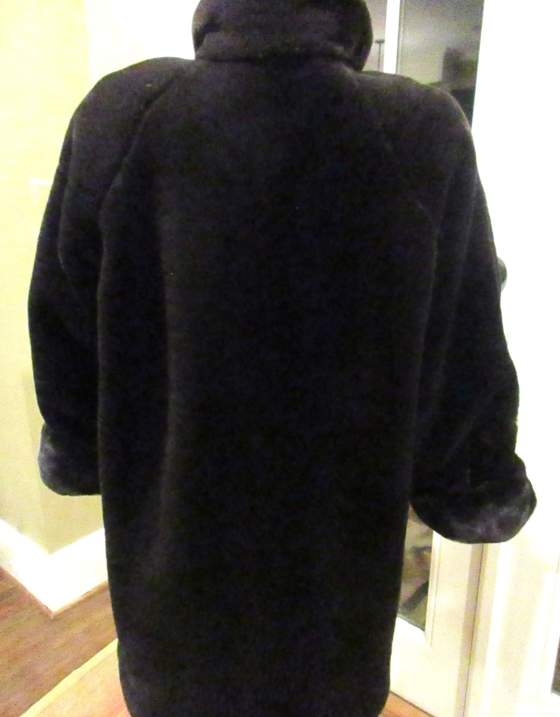 1990's faux fur dark brown knee length ladies coat  fully lined - image 5