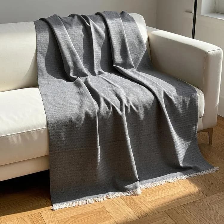 Dark Grey Egyptian Cotton Sofa Throw Cover, 100% Cotton Couch Blanket (35 x 86 inches) - image 4