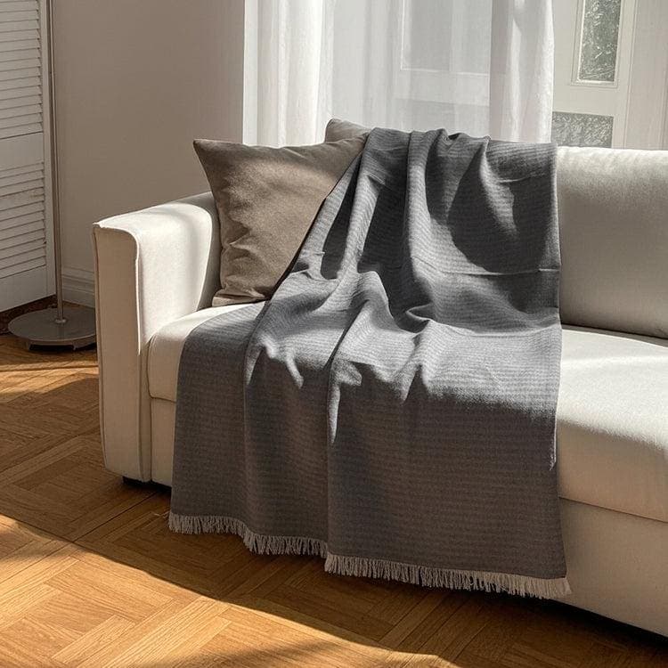 Dark Grey Egyptian Cotton Sofa Throw Cover, 100% Cotton Couch Blanket (35 x 86 inches)