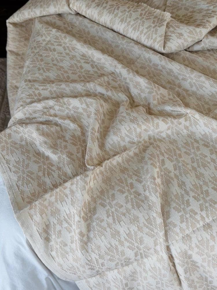 Egyptian Akhmim Handwoven Cotton Bedspread Neutral Beige Throw Blanket