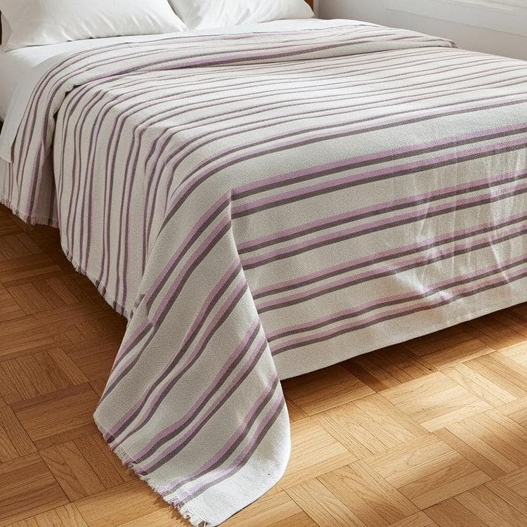 Handwoven Egyptian Cotton Bedspreads – Soft Pink Stripes, Akhmim Craftsmanship (Set of 2) - image 3