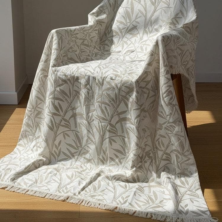 Egyptian Akhmim Cotton Throw Blanket: Leaf Pattern, Heavyweight Sofa Cover (55x87 Inches) - image 3