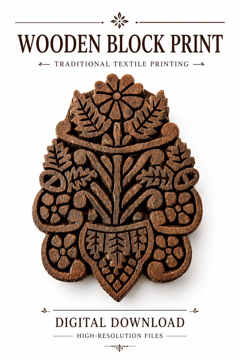 Antique Wooden Textile Printing Block, Ottoman Fabric Stamp, Folk Art (Digital Download)