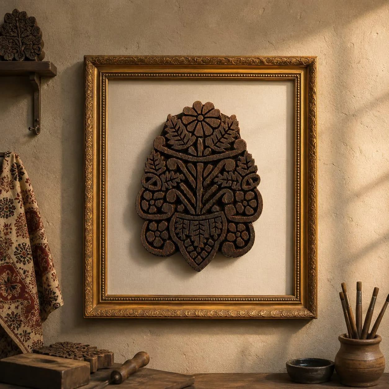 Antique Wooden Textile Printing Block, Ottoman Fabric Stamp, Folk Art (Digital Download) - image 3