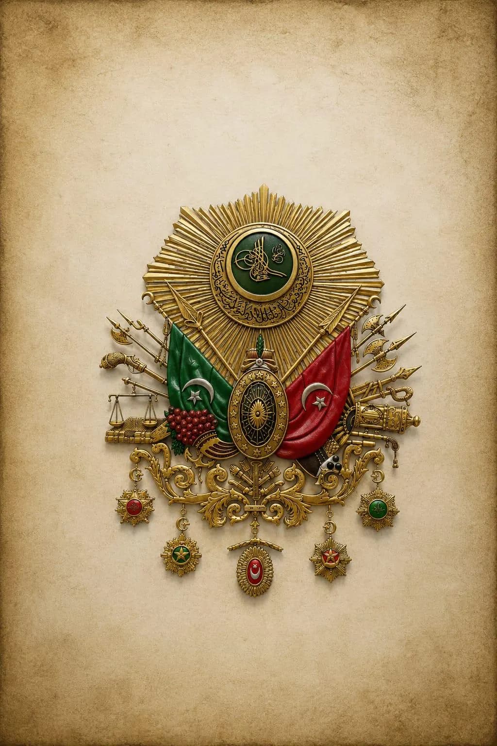 Ottoman Empire Coat of Arms Wall Art, Vintage Turkish Heritage Printable (Digital Download)