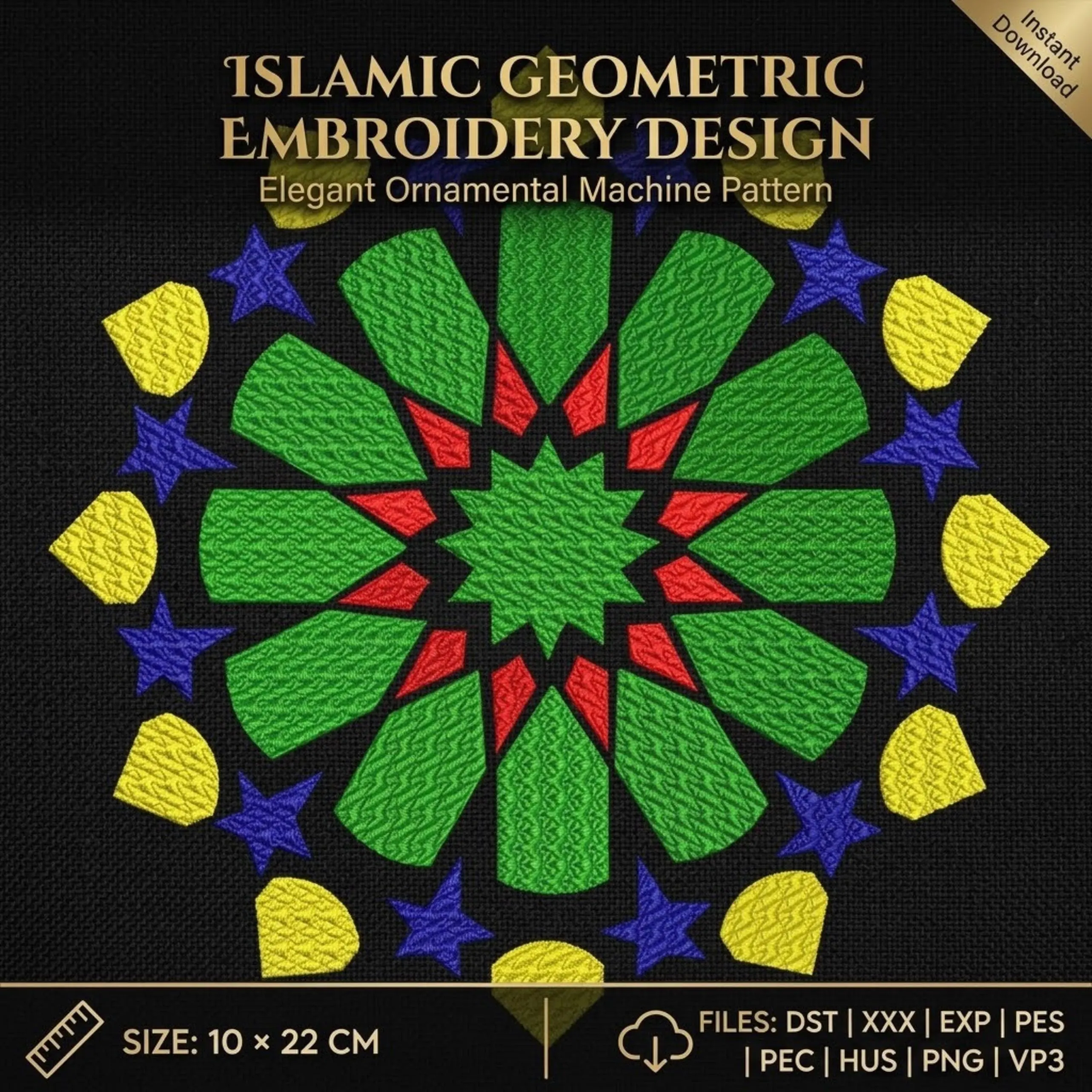 Islamic Embroidery Design, Islamic Geometric Pattern, Muslim Embroidery, Arabic Ornament, Mandala Machine Embroidery - image 3