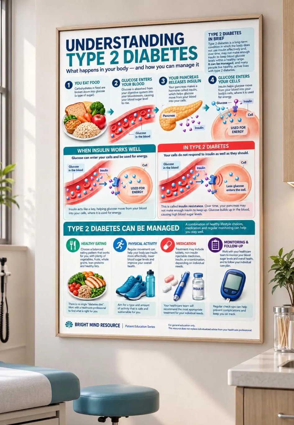 Type 2 Diabetes Patient Education Poster, Insulin Resistance Chart (Digital Download)