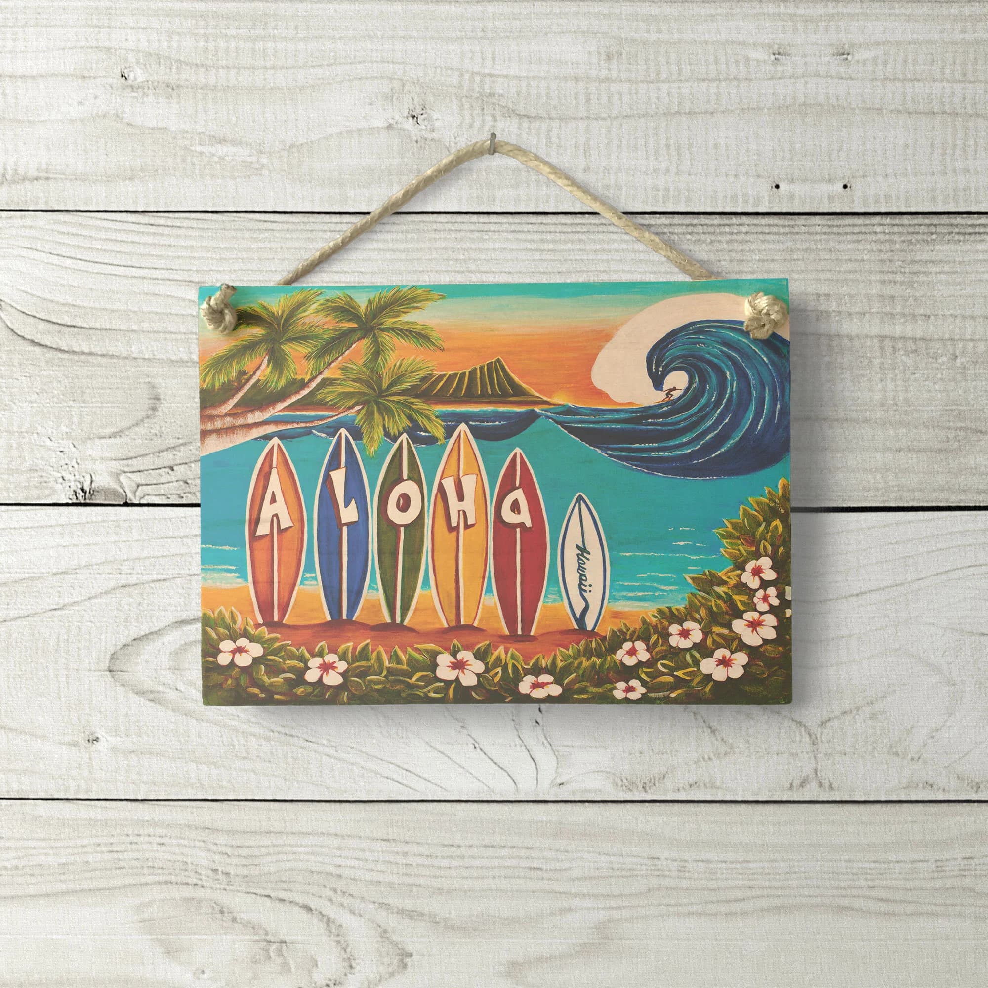 Diamond Head Sign - Hawaiian Sign Tropical Beach Decor Surf Art