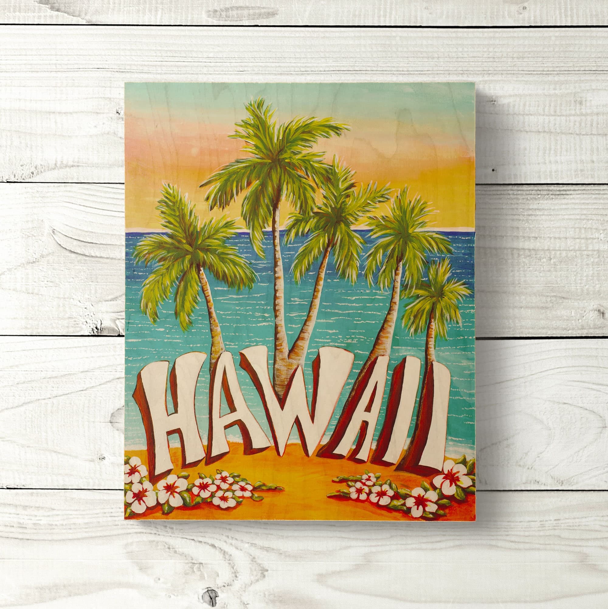 Hawaii Sign - Vintage Beach Art, 8x10