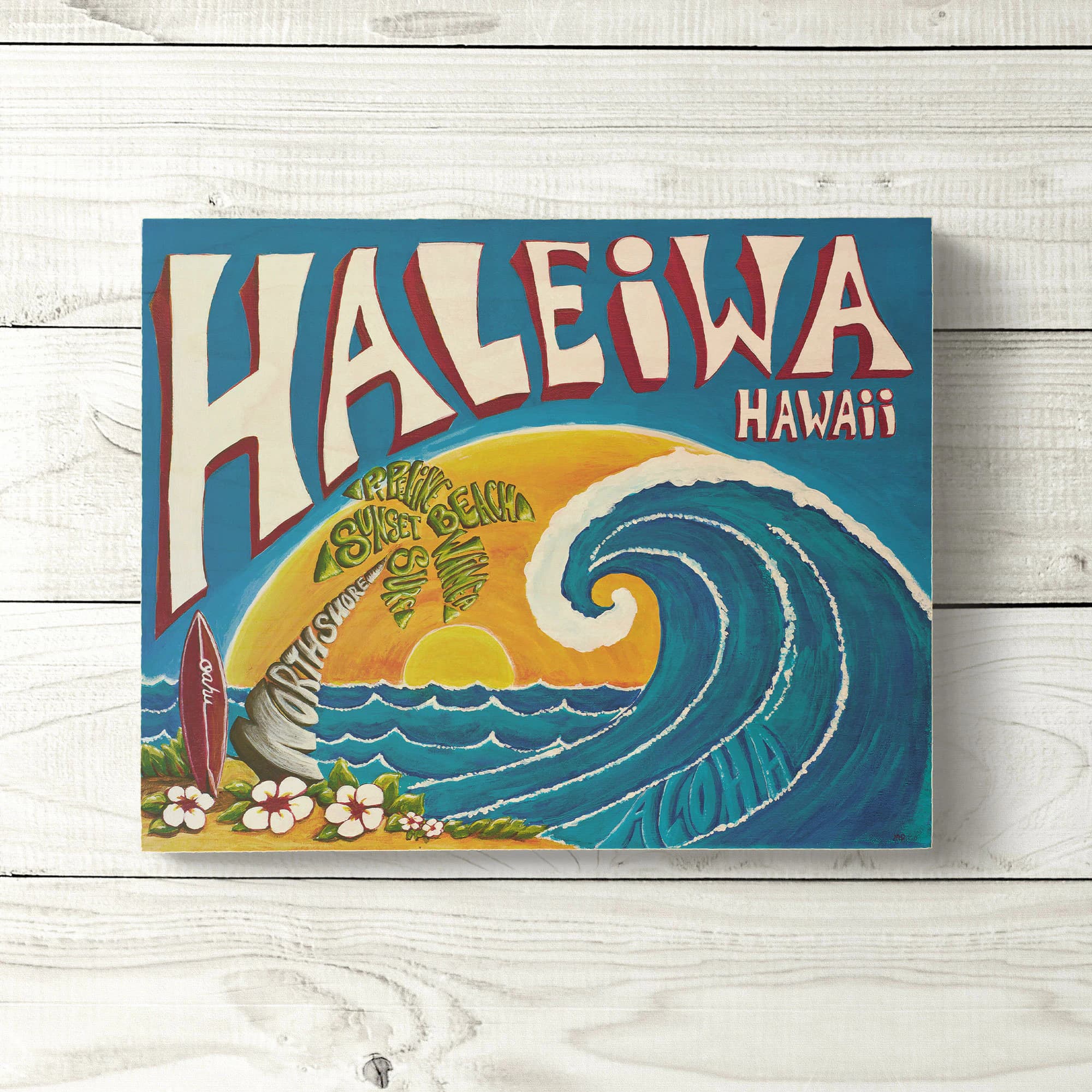 Haleiwa Sign - Hawaii Surf Art, 8x10