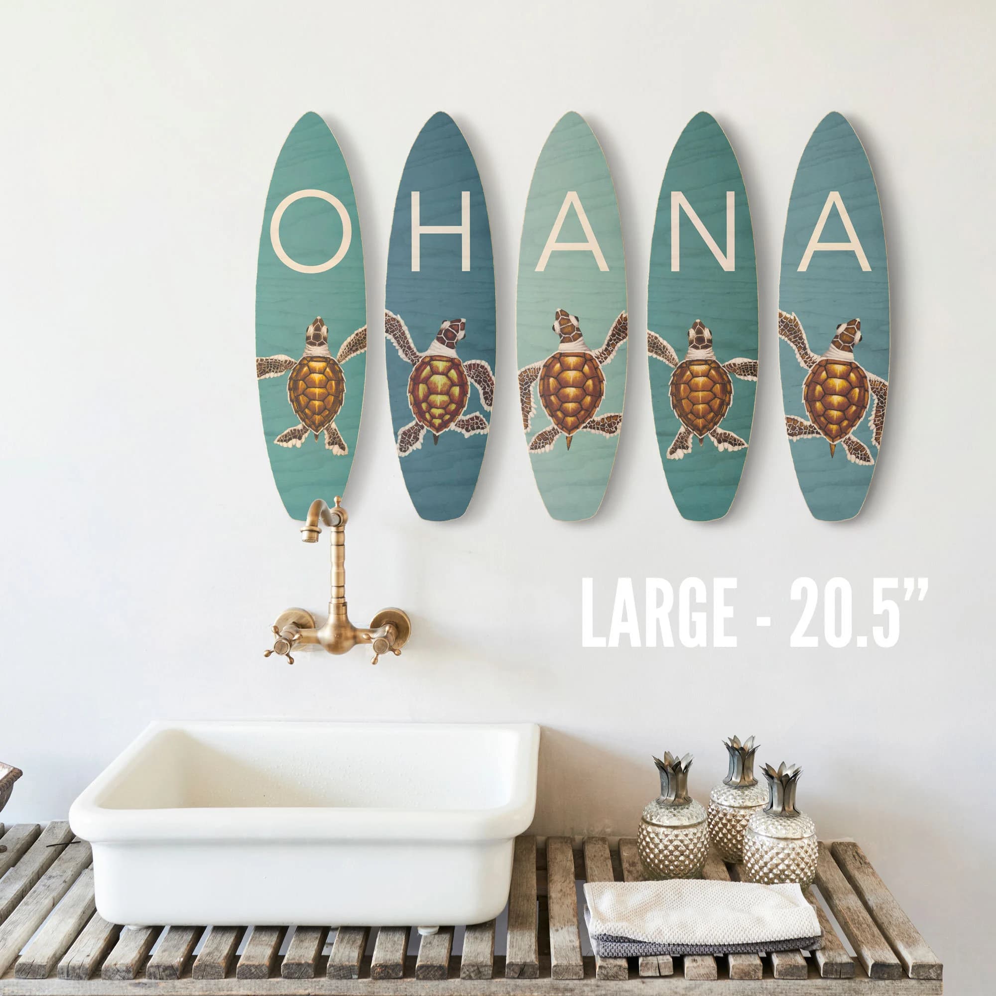 Ohana (Family) Surfboard Set – sea turtles, Hawaiian art - image 3