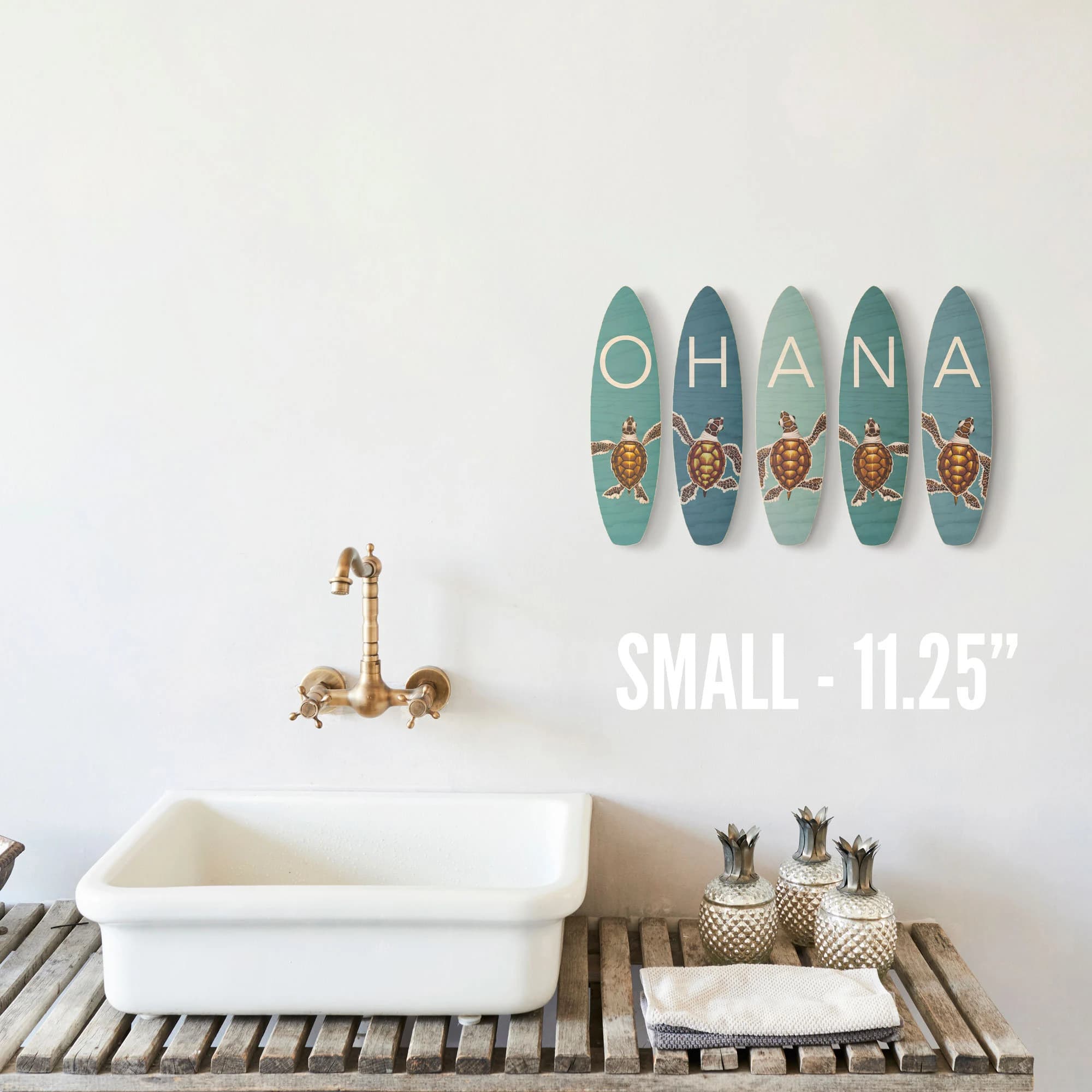 Ohana (Family) Surfboard Set – sea turtles, Hawaiian art - image 4