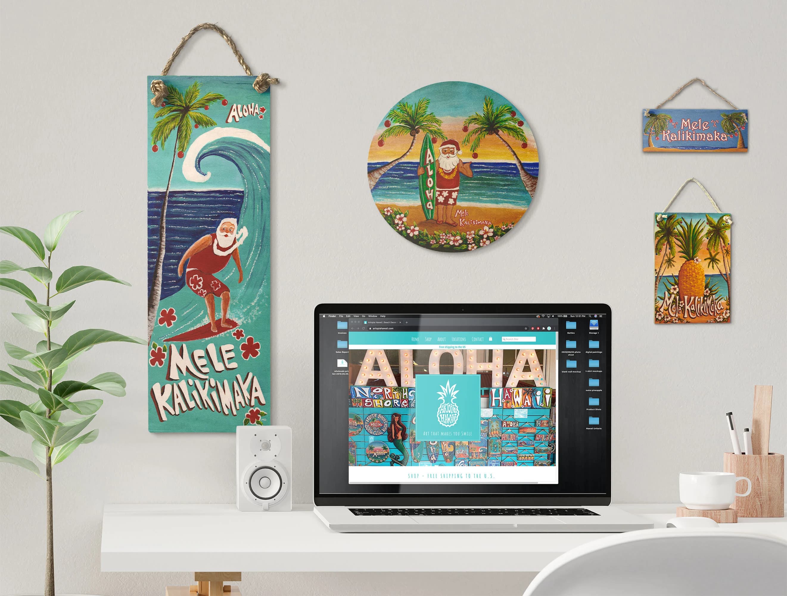 Surfing Santa Large Sign – Mele Kalikimaka Surf art Made in Hawaii - image 4