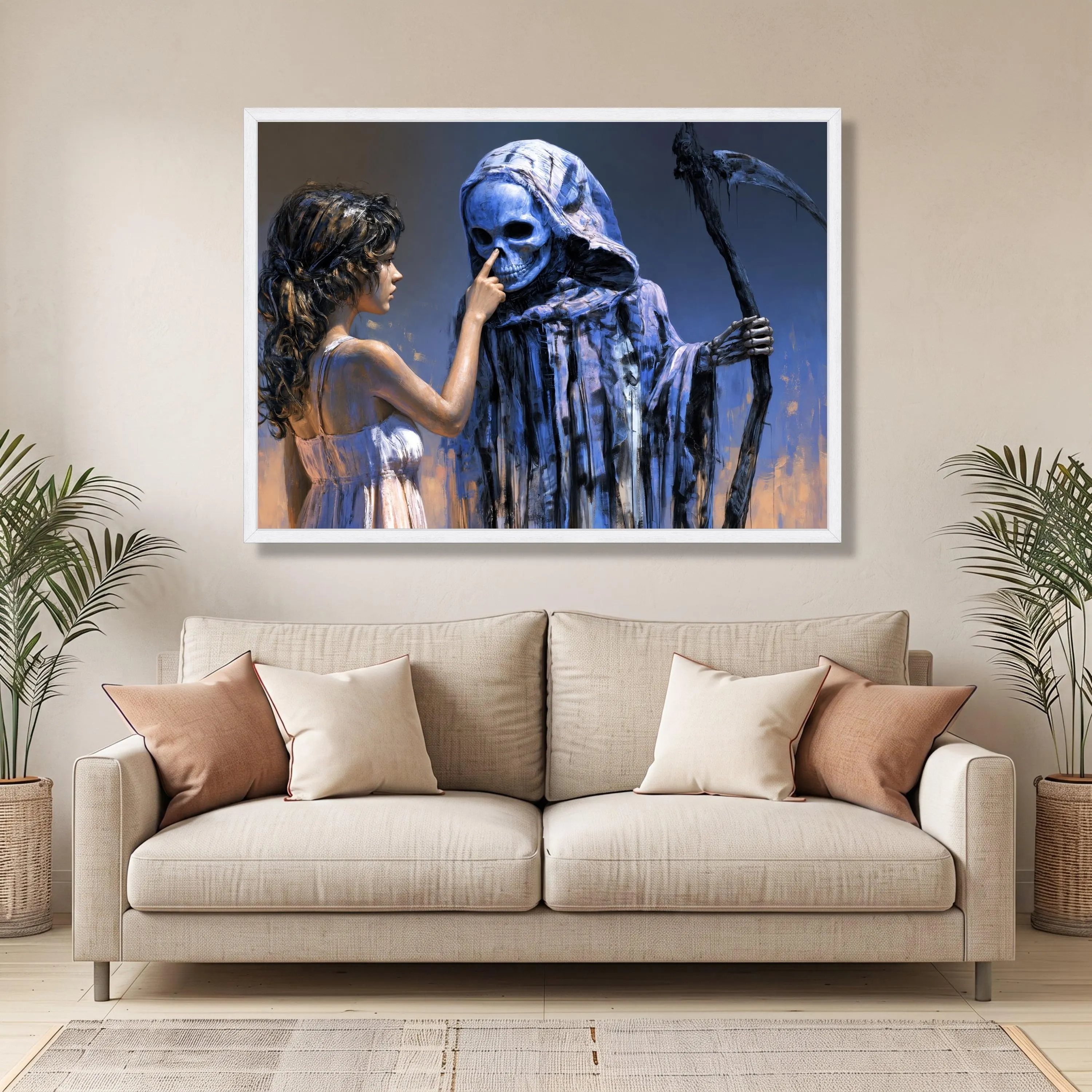 Grim Reaper Girl Canvas, Surreal Gothic Wall Art, Fantasy Illustration - image 5