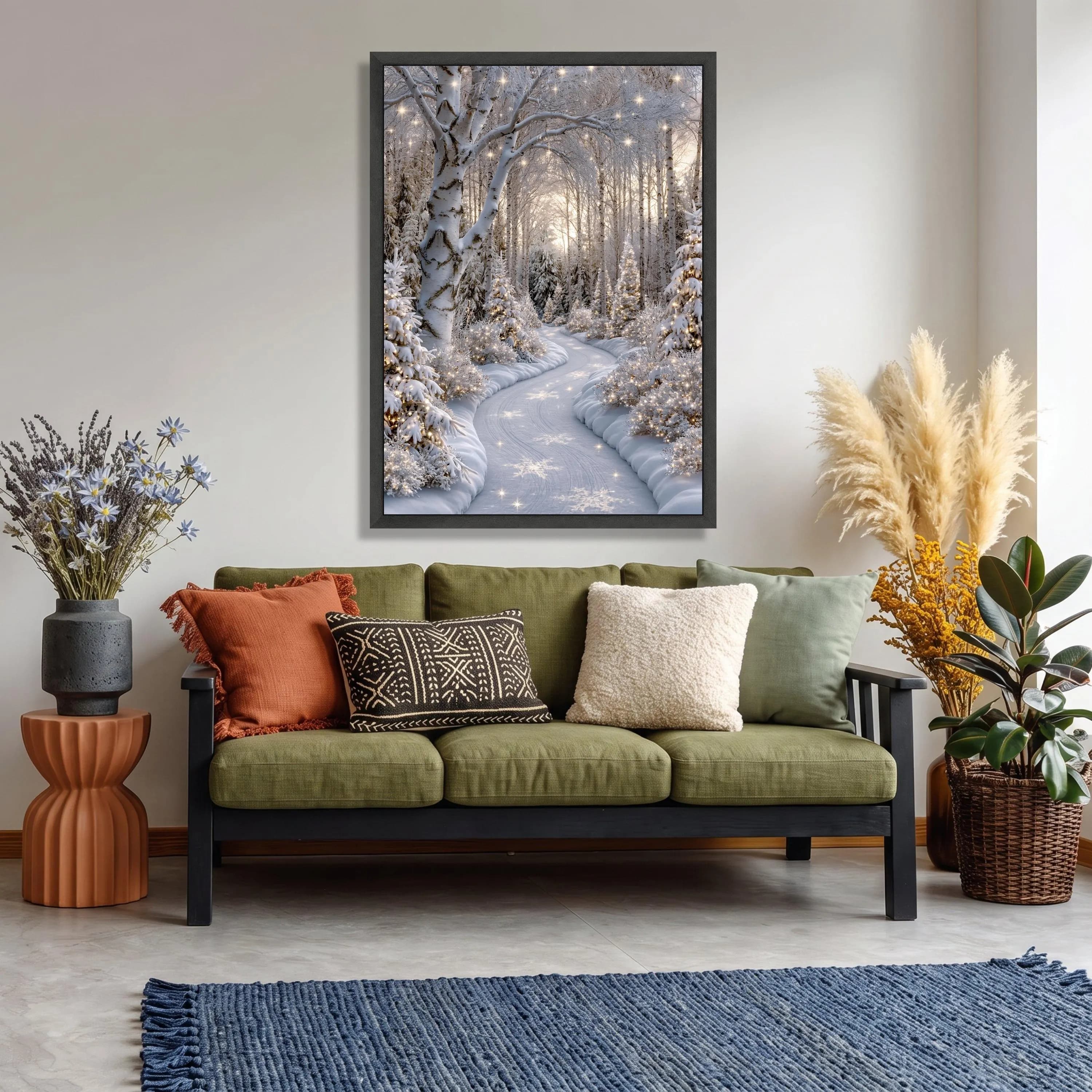 Winter Wonderland Canvas, Snowy Birch Forest Pathway, Festive Holiday Wall Art - image 3