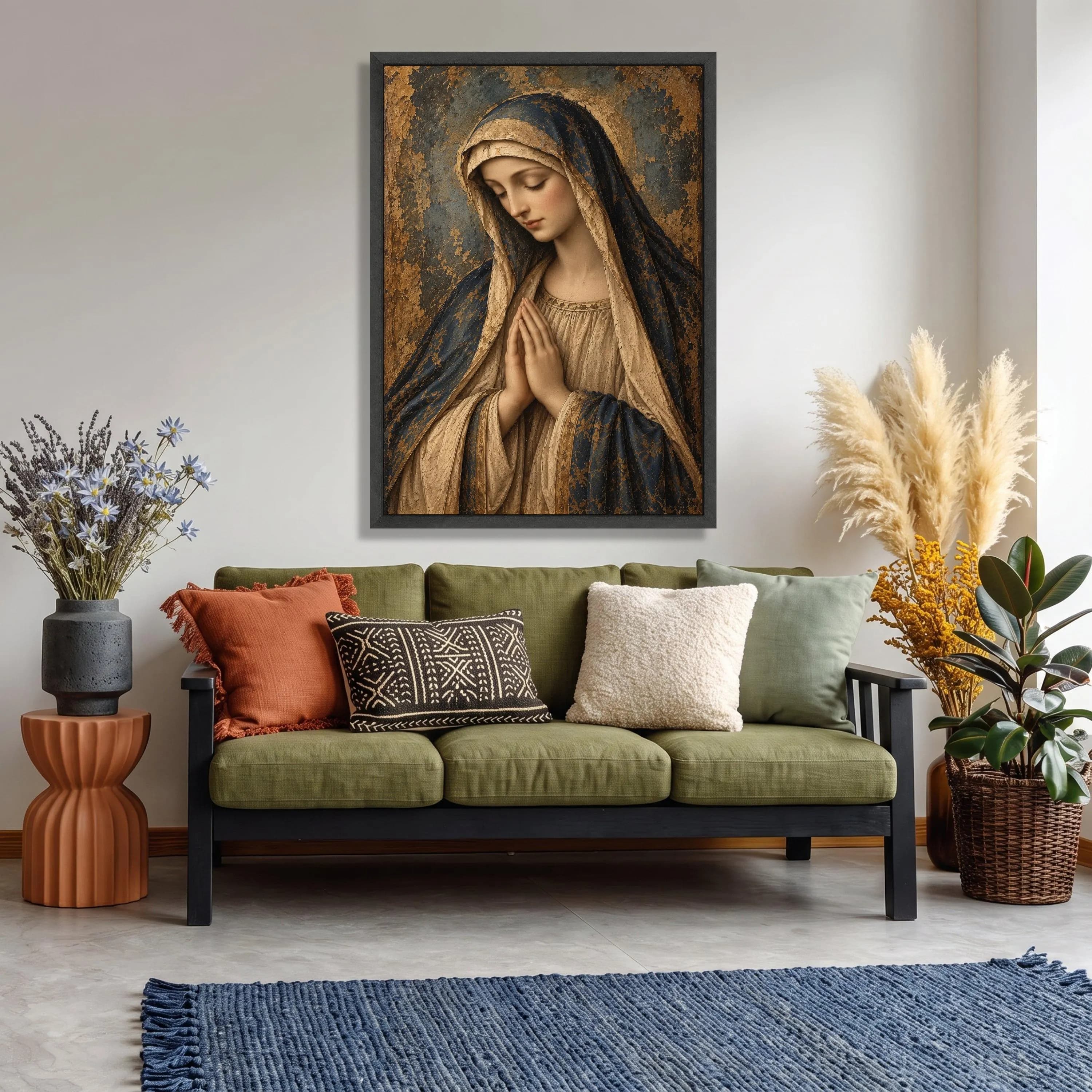 Serene Praying Woman Canvas Art, Religious Wall Decor, Classic Virgin Mary Painting (Ready to Hang) - image 3