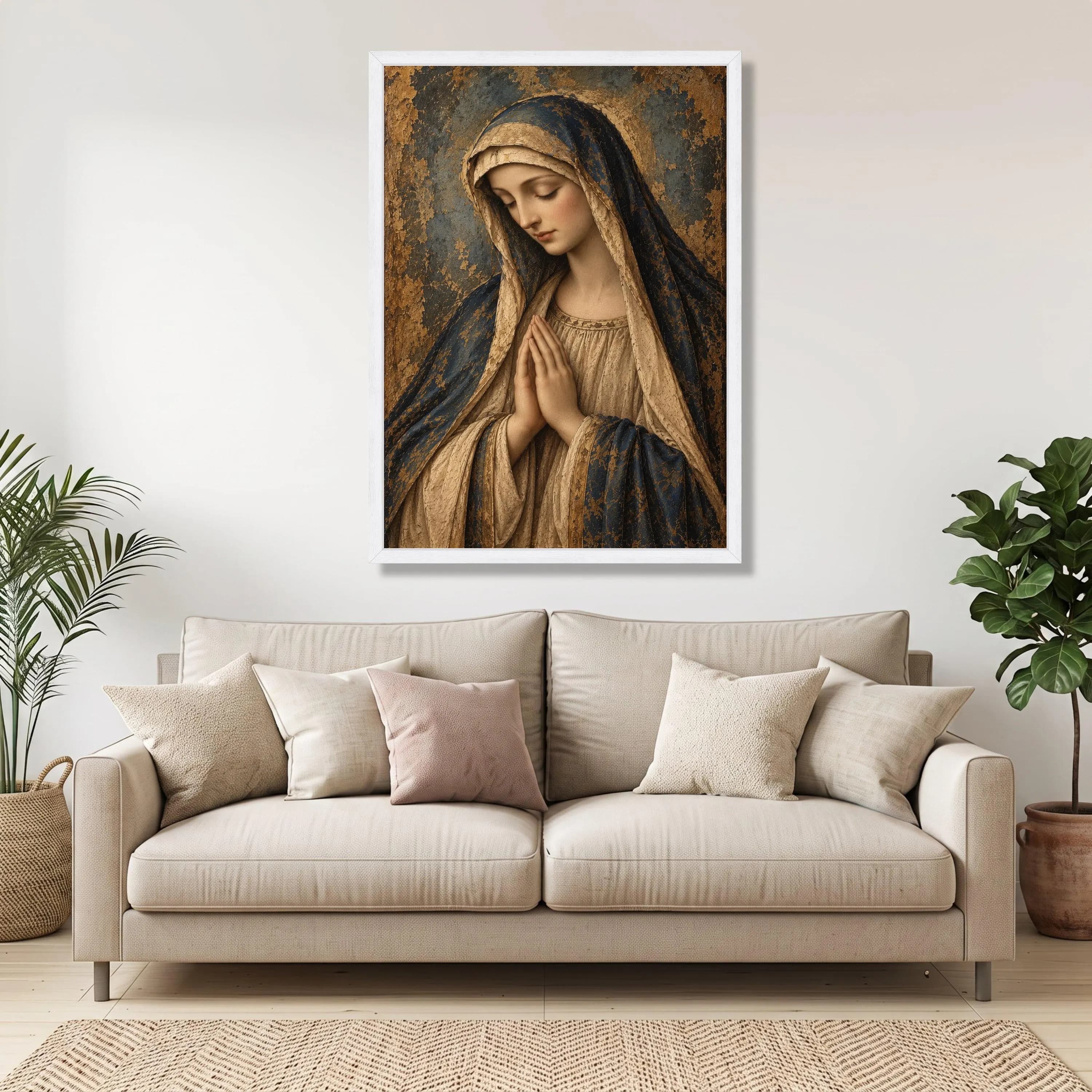 Serene Praying Woman Canvas Art, Religious Wall Decor, Classic Virgin Mary Painting (Ready to Hang) - image 4