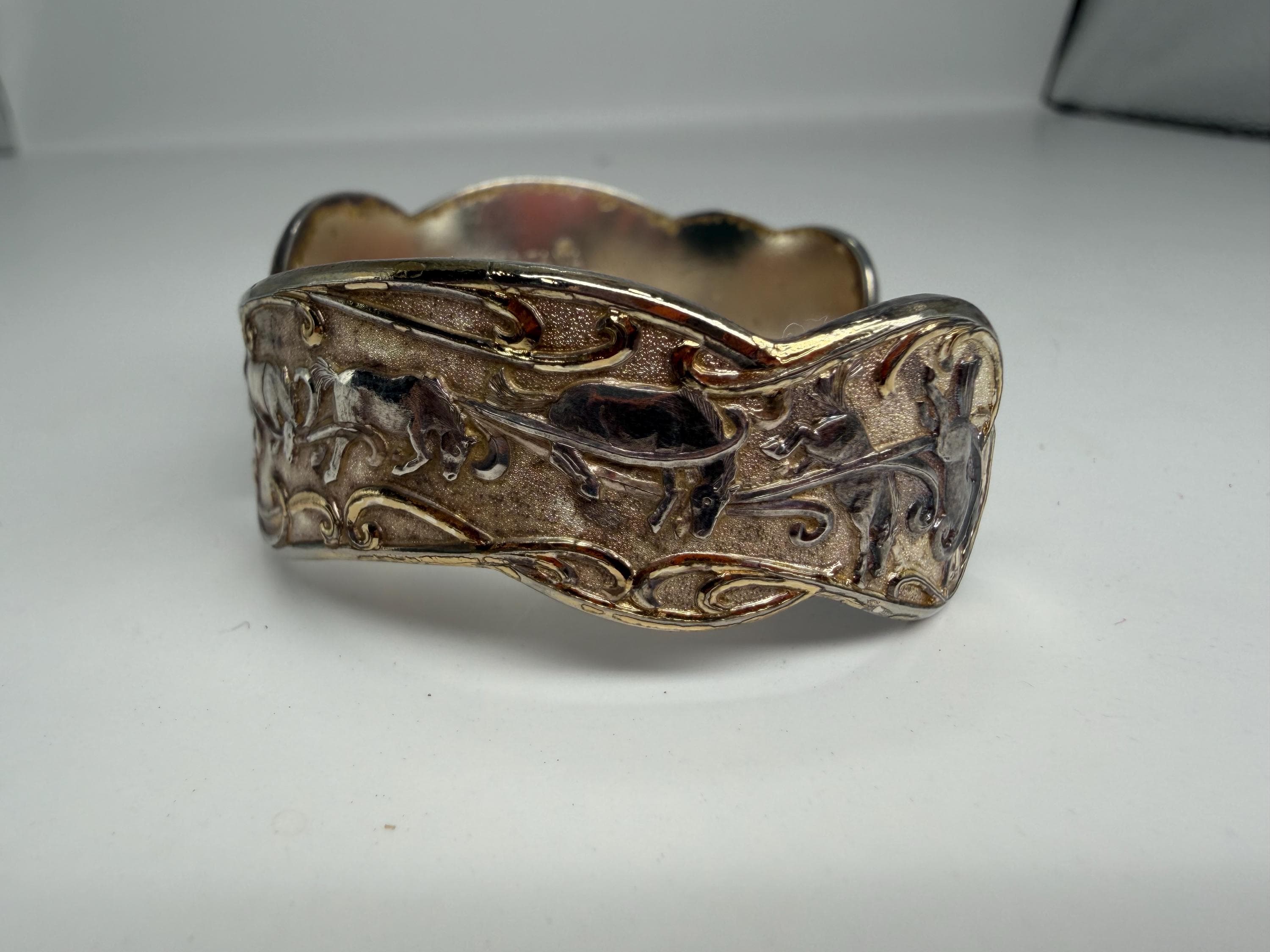 Montana Silversmiths Running Horses Cuff Bracelet | Sterling Silver Plated Western Filigree Jewelry - image 5