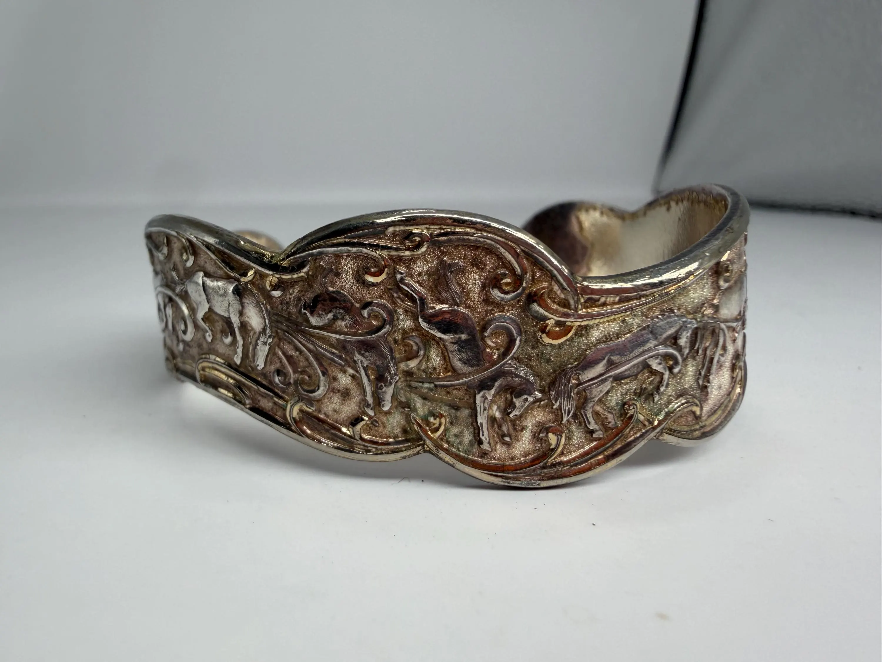 Montana Silversmiths Running Horses Cuff Bracelet | Sterling Silver Plated Western Filigree Jewelry - image 2