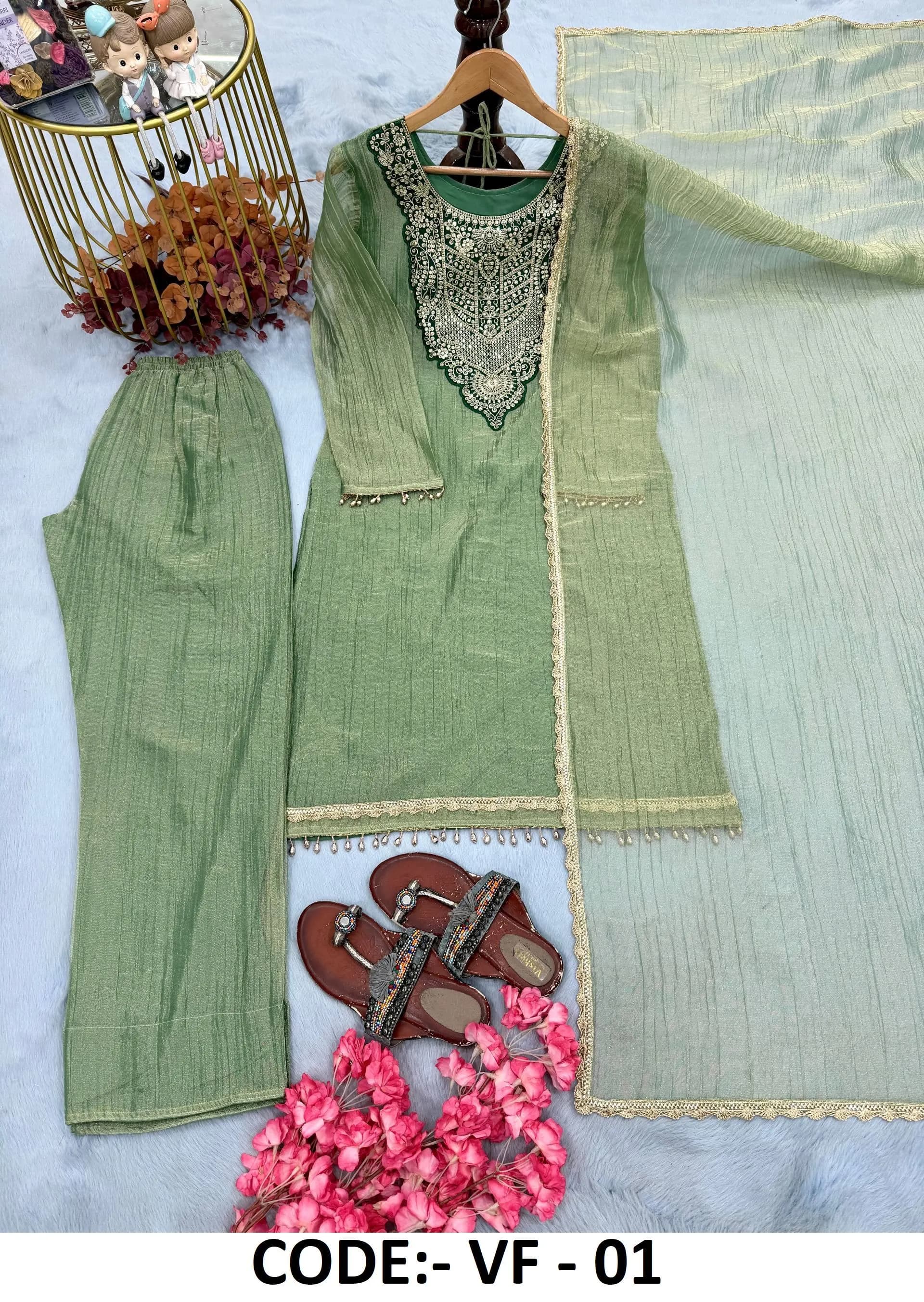 Sage Green Pakistani Suit, Embroidered 3 Piece Salwar Kameez, Mint Green Indian Outfit with Dupatta, Festive Wedding Guest Dress - image 4